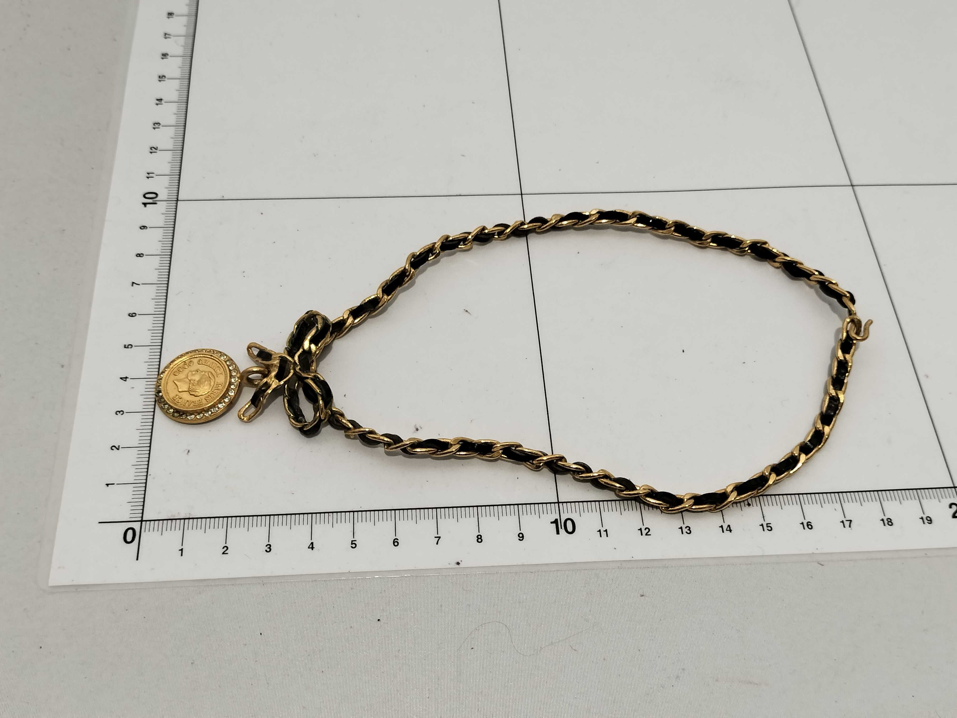 【水曜終了】(10223_0107)CHANEL ココシャネル96P コイン チェーン リボン チョーカ ネックレス