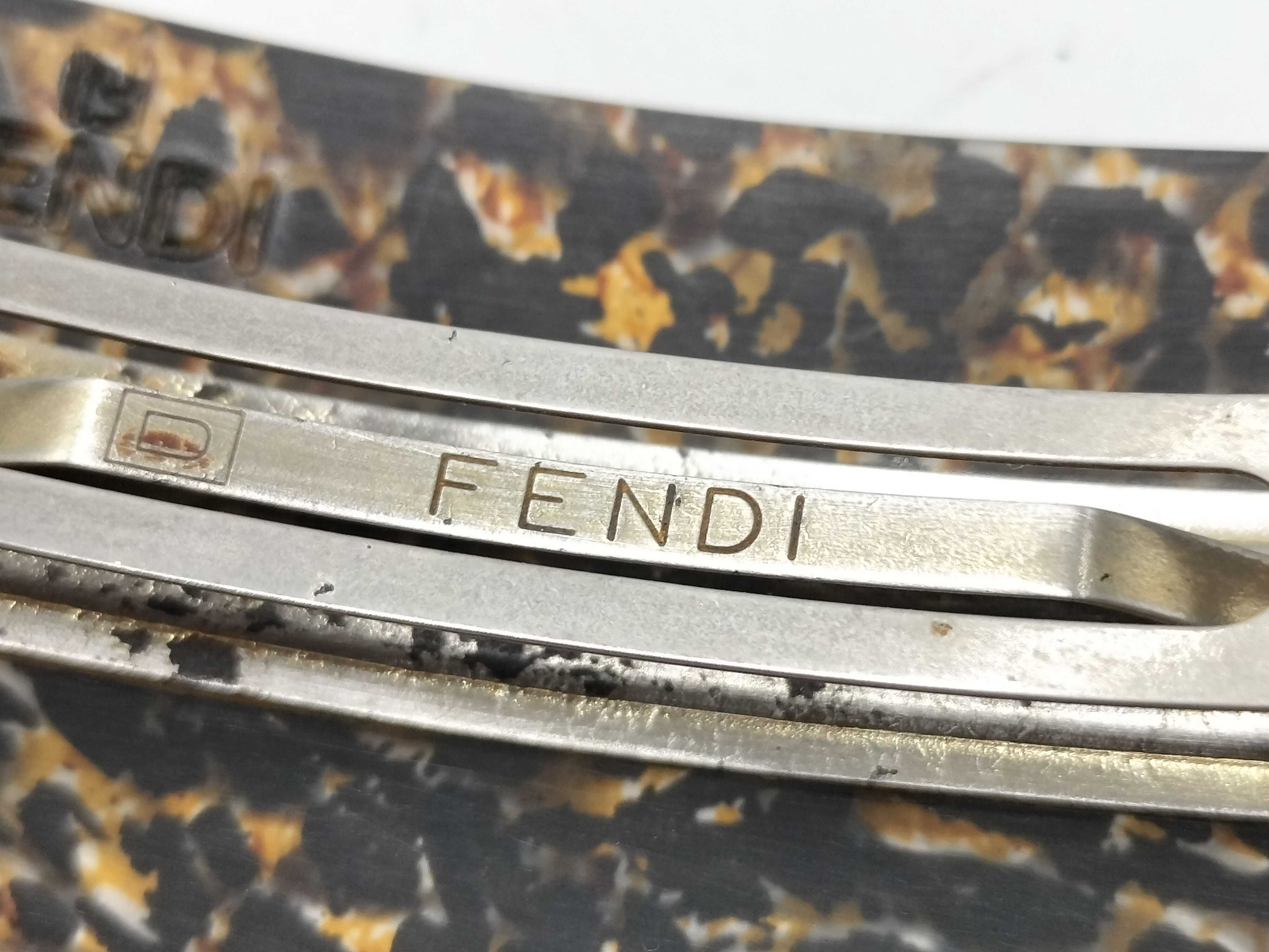 【水曜終了】(10230_0331)▼FENDI FFロゴ レオパード柄 バレッタ ヘアアクセサリー