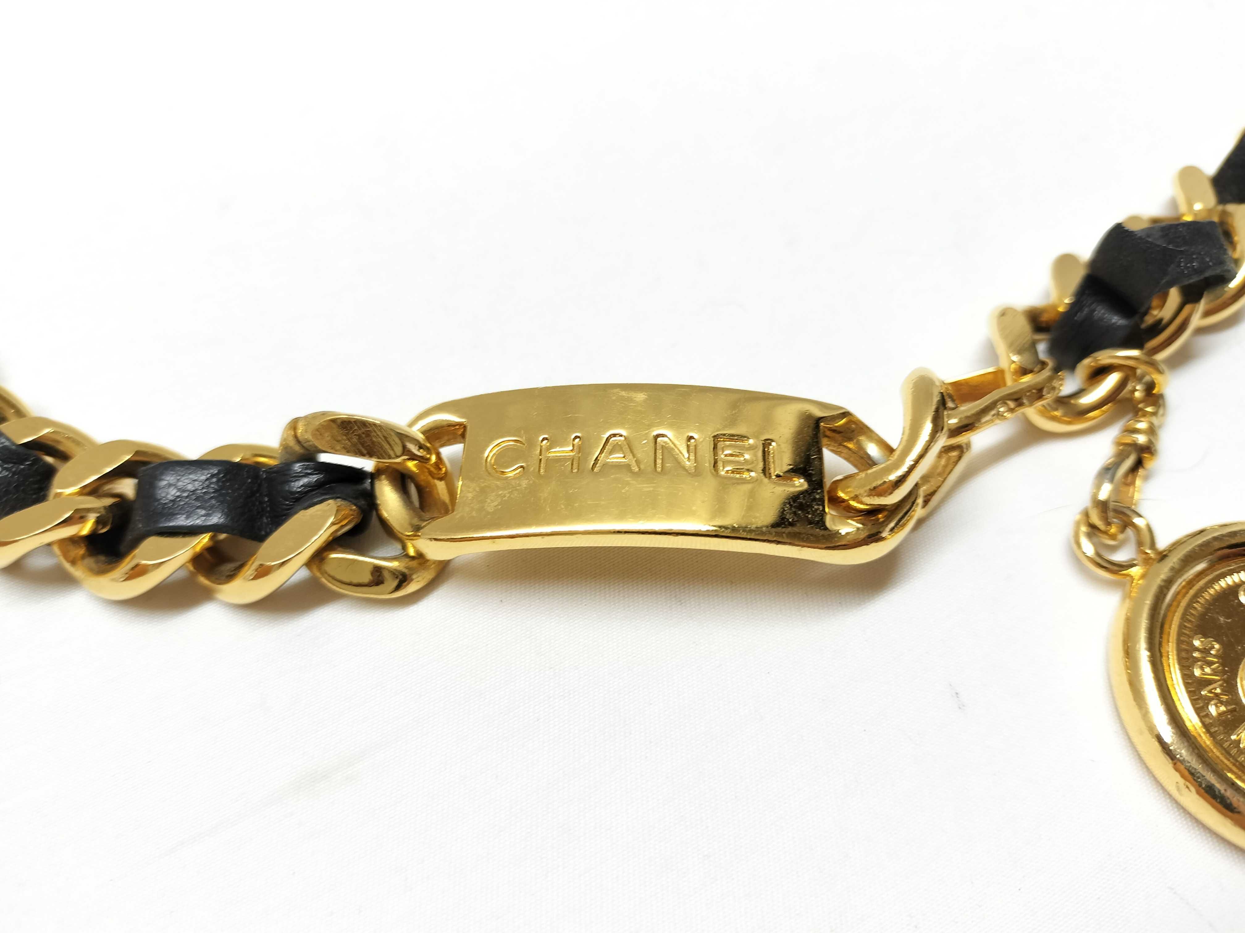 【水曜終了】(10228_0062)CHANEL チェーンベルト ブラック×ゴールド ベルト