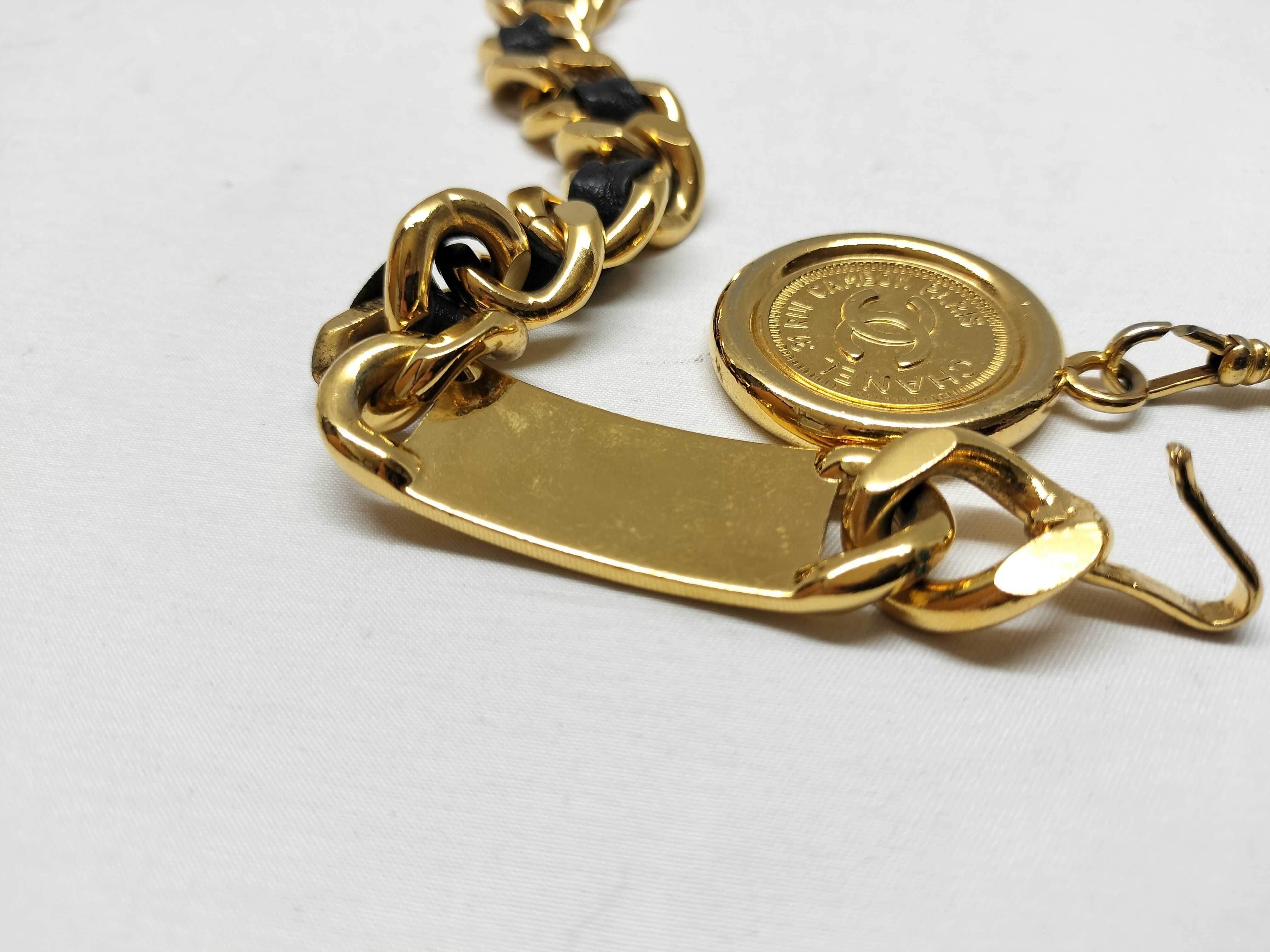 【水曜終了】(10228_0062)CHANEL チェーンベルト ブラック×ゴールド ベルト