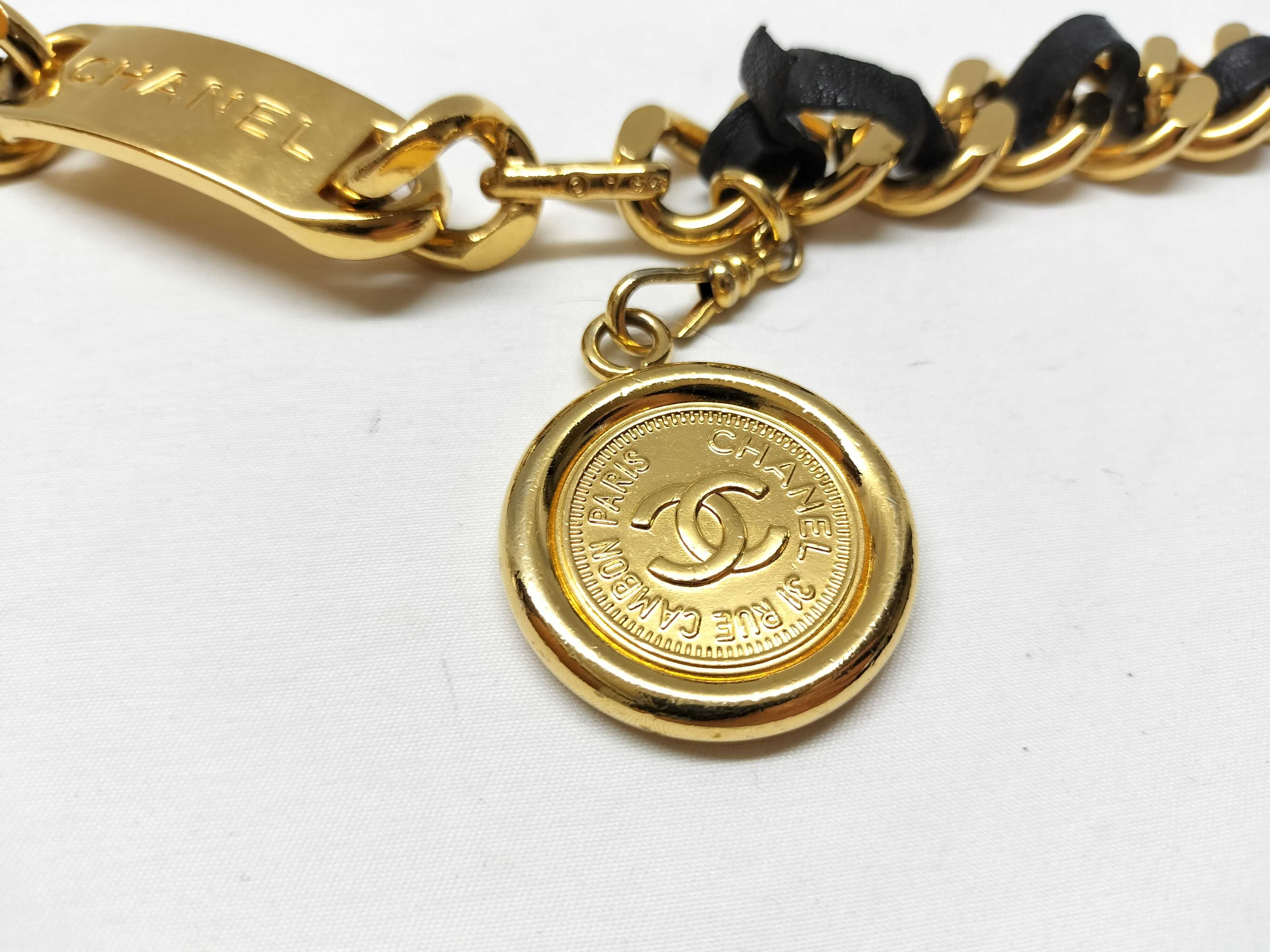【水曜終了】(10228_0062)CHANEL チェーンベルト ブラック×ゴールド ベルト