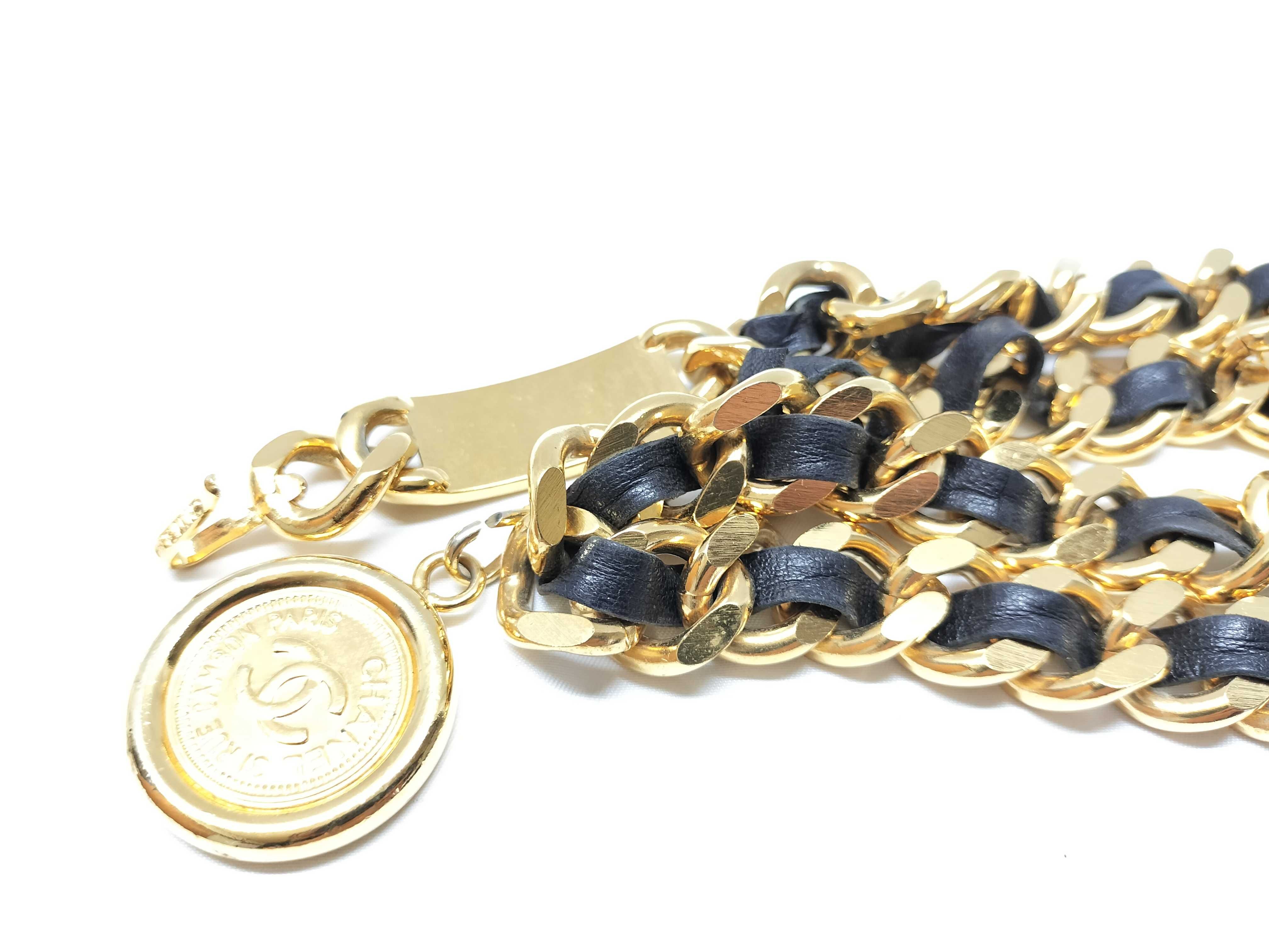 【水曜終了】(10228_0062)CHANEL チェーンベルト ブラック×ゴールド ベルト