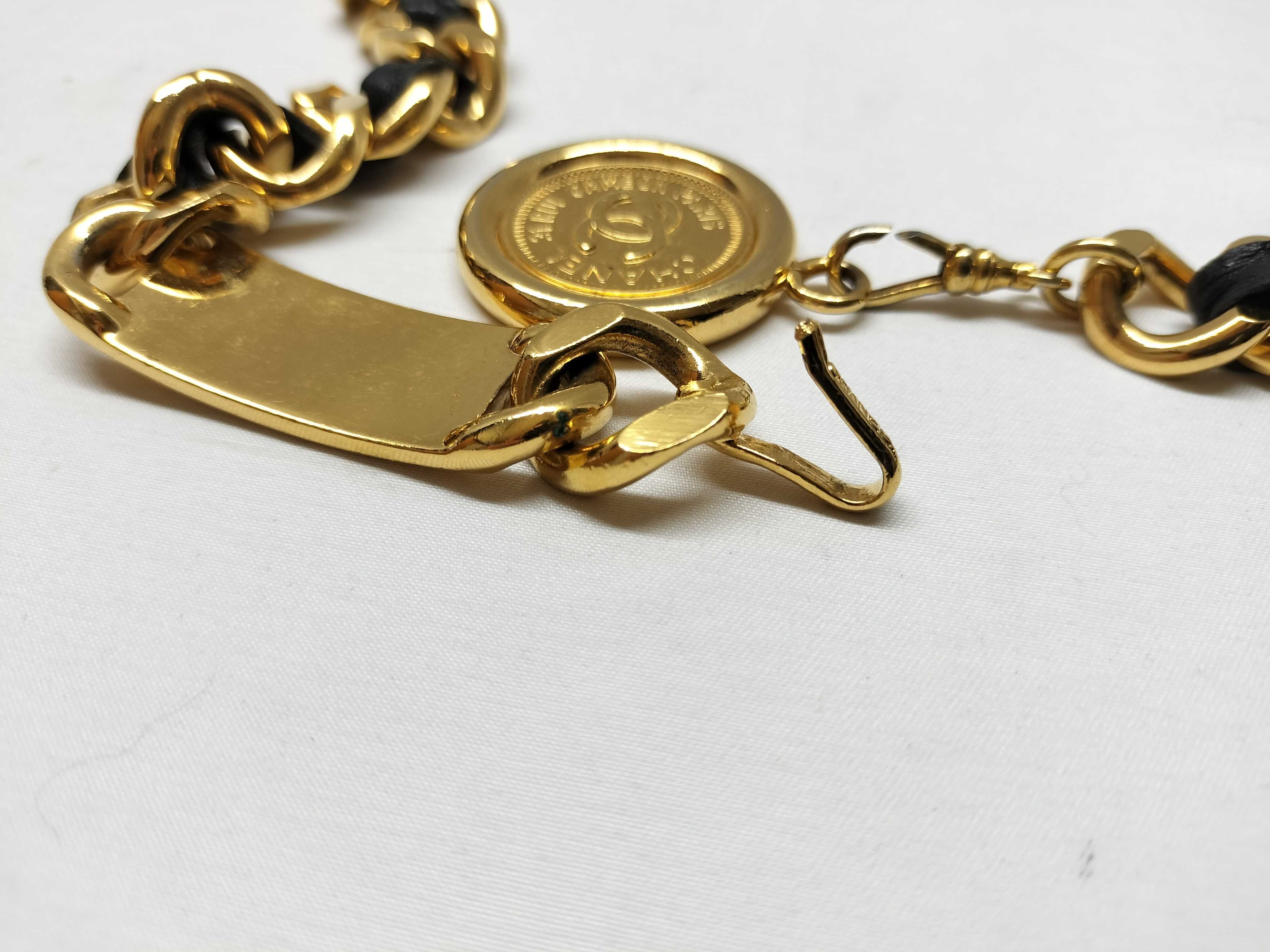 【水曜終了】(10228_0062)CHANEL チェーンベルト ブラック×ゴールド ベルト