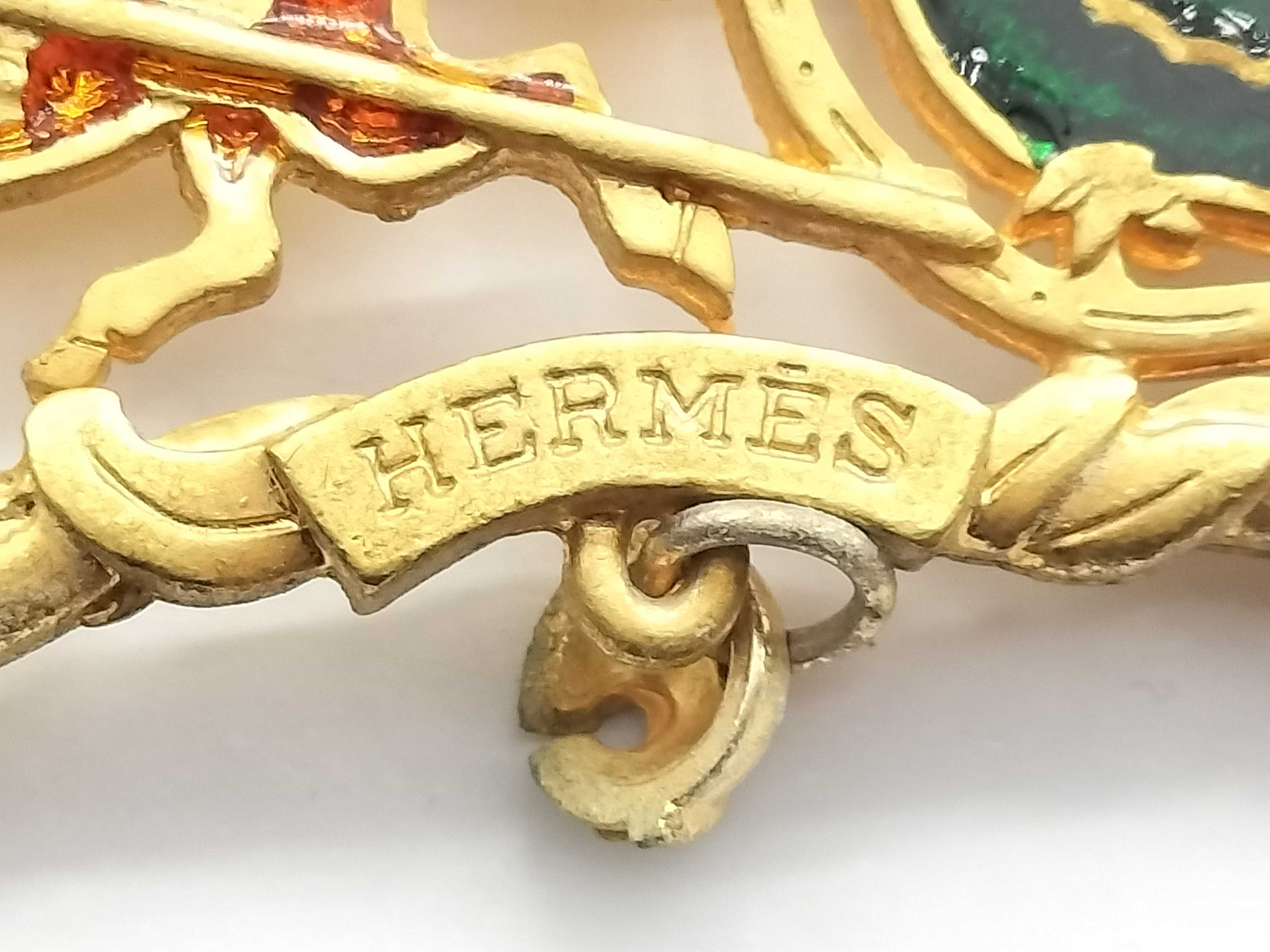 【水曜終了】(10227_0020)HERMES 七宝焼き クリスマス サンタクロースブローチ ブローチ