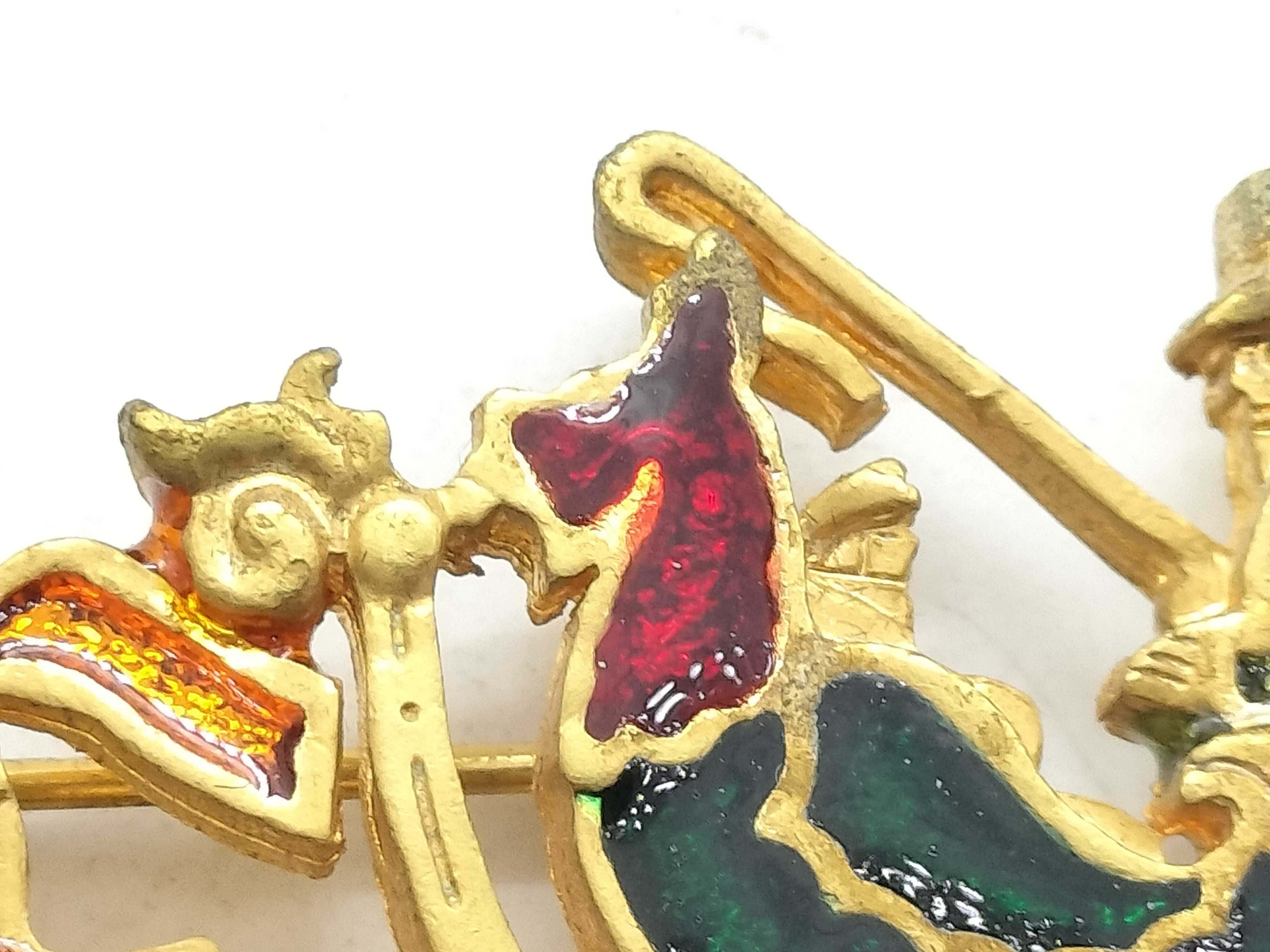 【水曜終了】(10227_0020)HERMES 七宝焼き クリスマス サンタクロースブローチ ブローチ