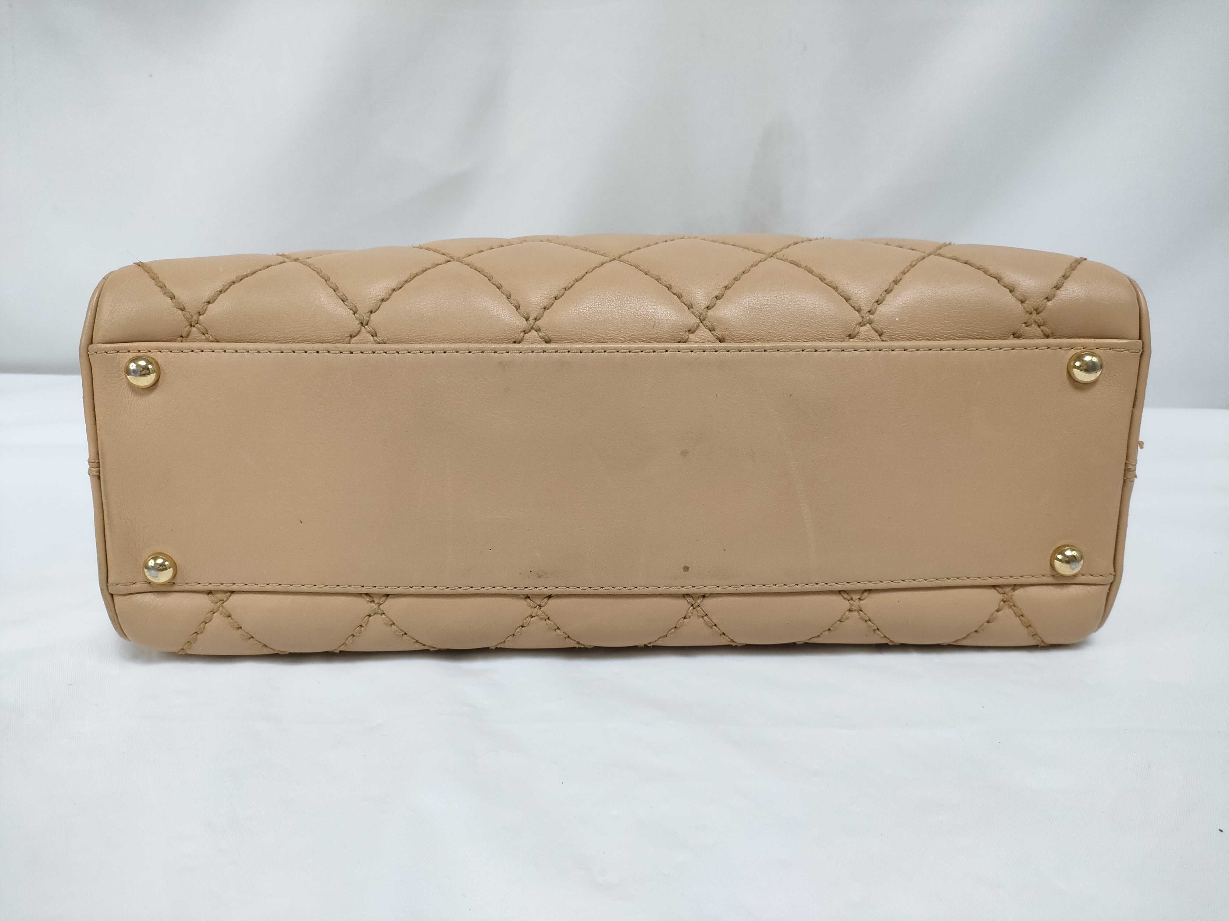 【水曜終了】(10217_0290)CHANEL ワイルドステッチ/ベージュ ハンドバッグ