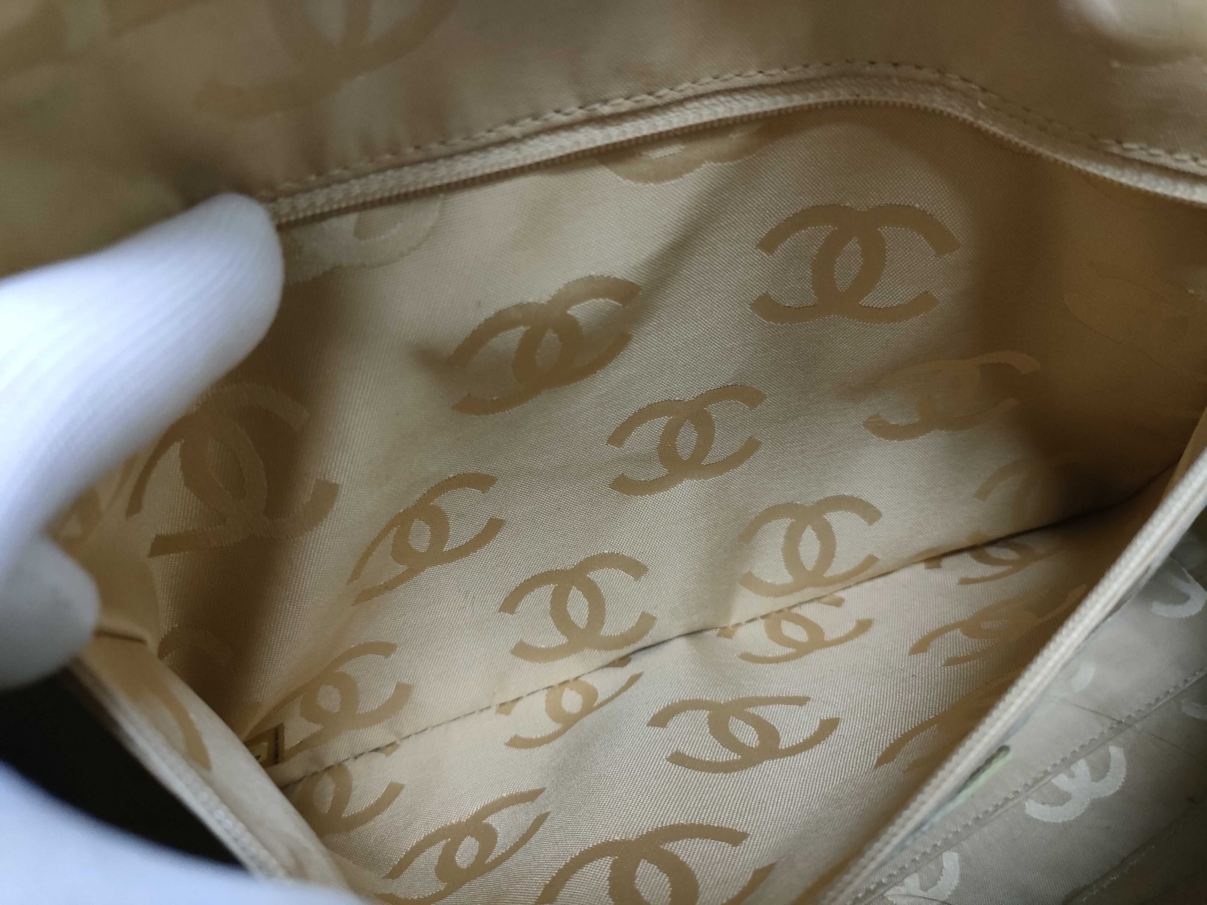 【水曜終了】(10217_0290)CHANEL ワイルドステッチ/ベージュ ハンドバッグ