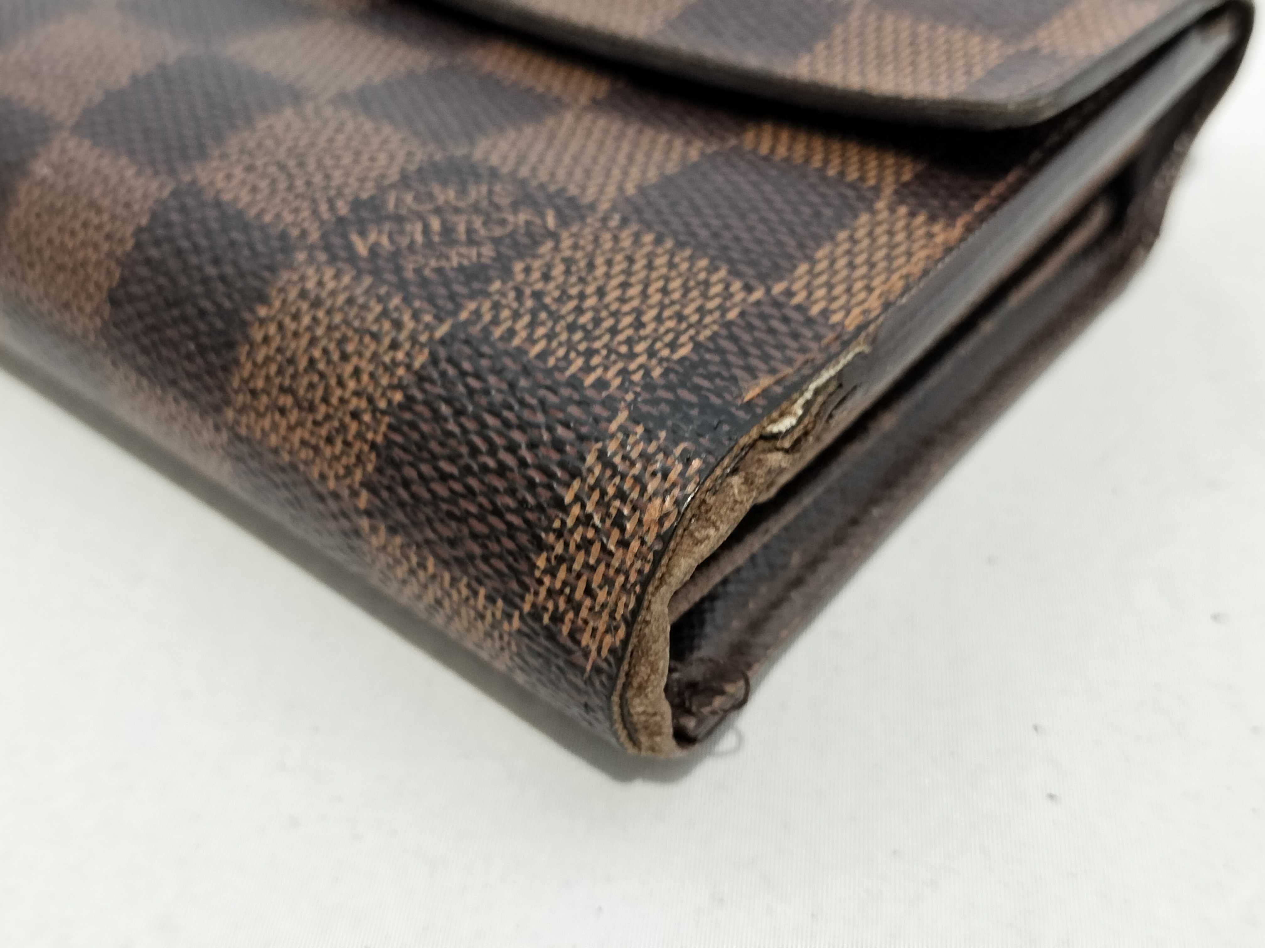 【水曜終了】(10229_0172)LOUIS VUITTON ダミエ 三つ折り 財布 イニシャル入り 財布