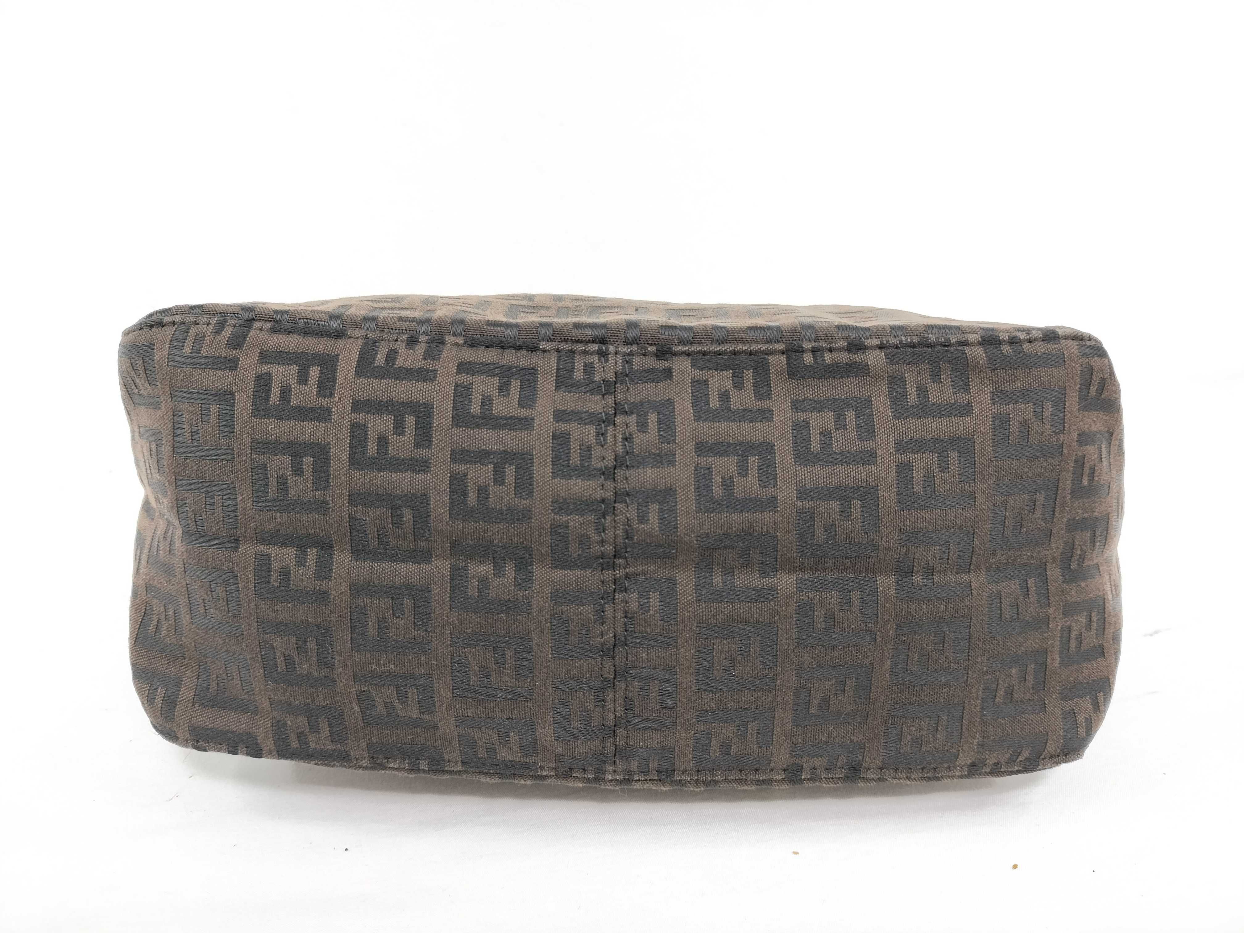 【水曜終了】(10219_0375)FENDI レザーキャンバス アクセサリーポーチ ワンハンドル ズッカ ハンドバッグ