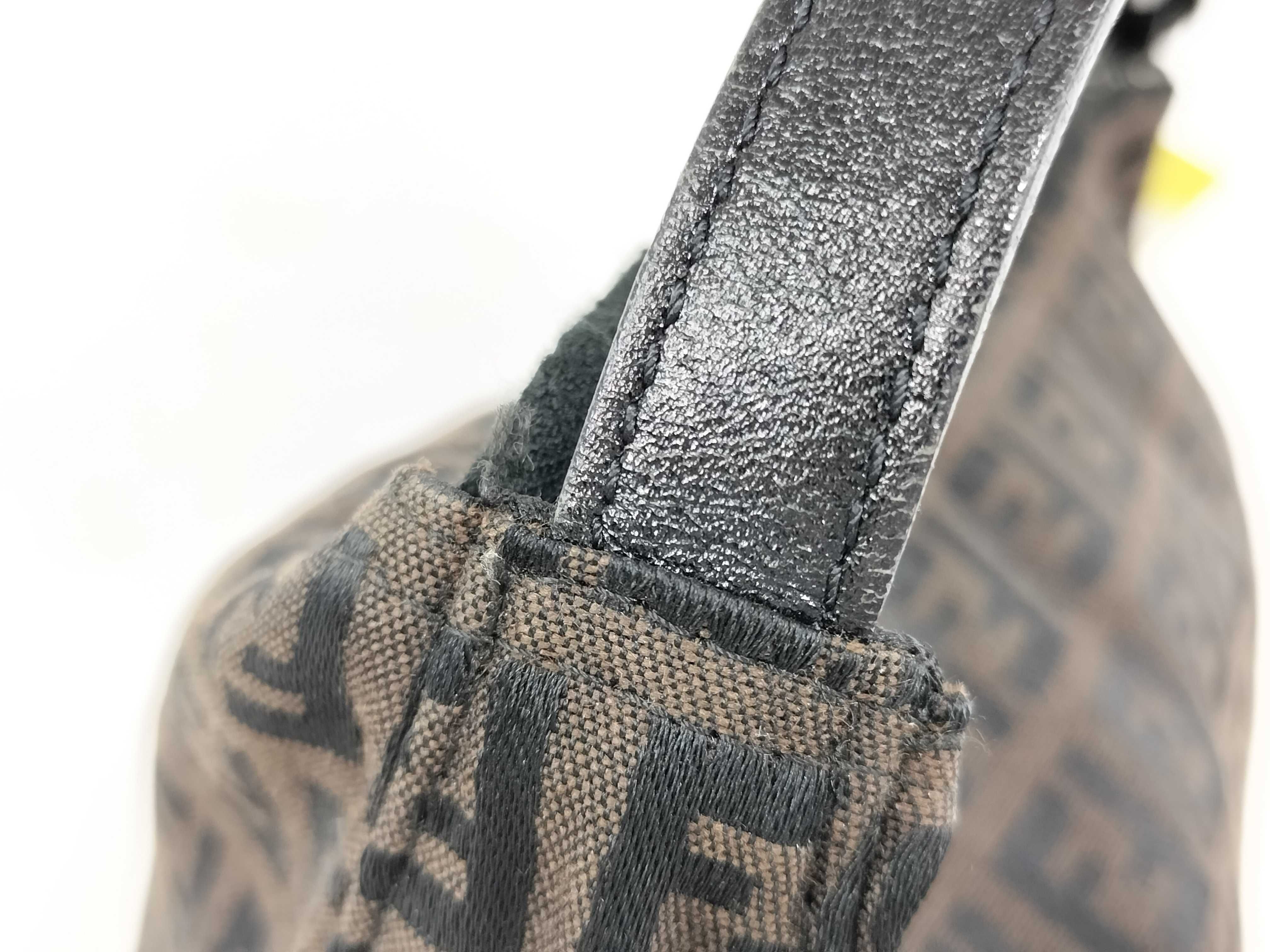 【水曜終了】(10219_0375)FENDI レザーキャンバス アクセサリーポーチ ワンハンドル ズッカ ハンドバッグ
