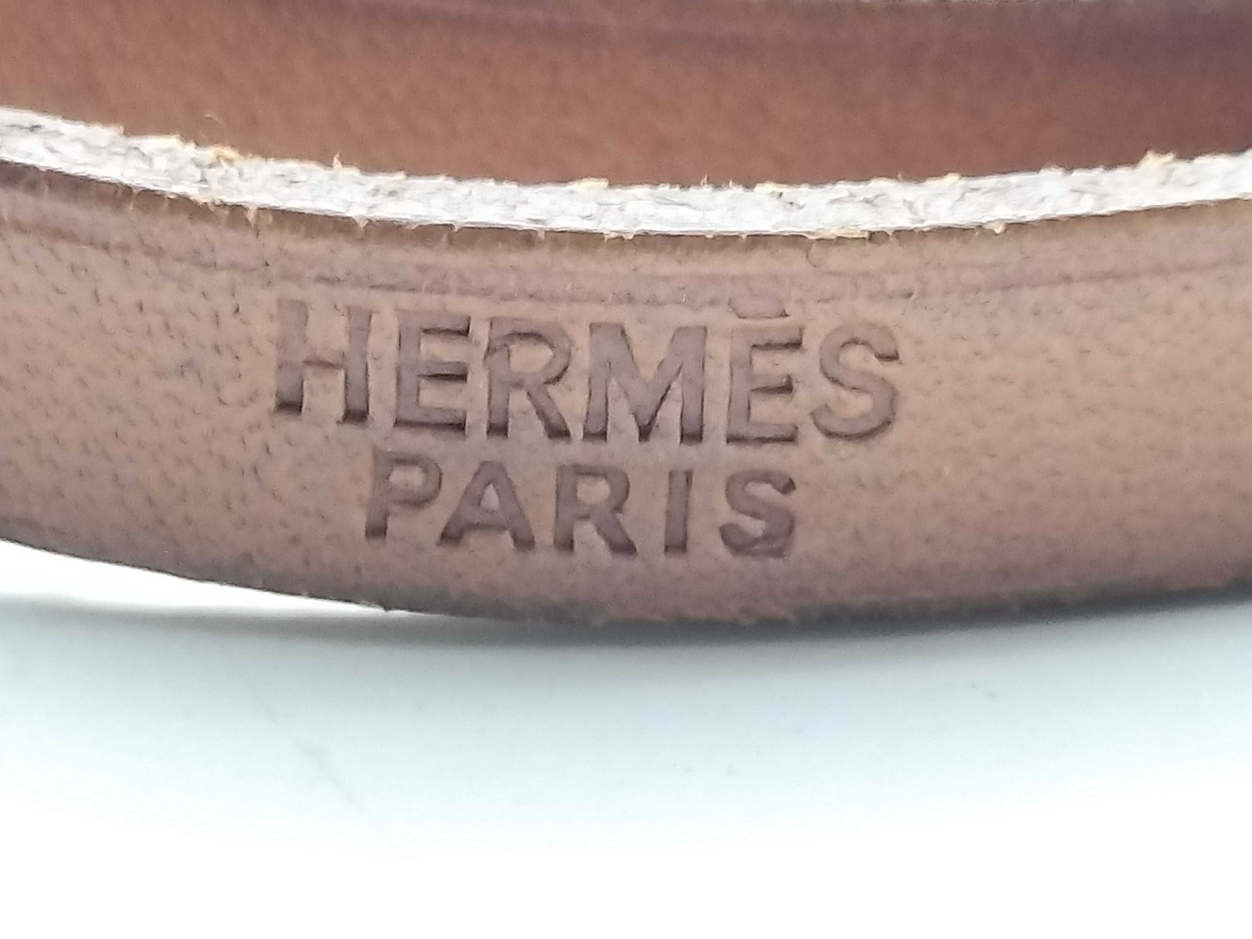 【水曜終了】(10227_0057)HERMES アピ3 SV金具 レザーロングブレスレット ブレスレット・バングル