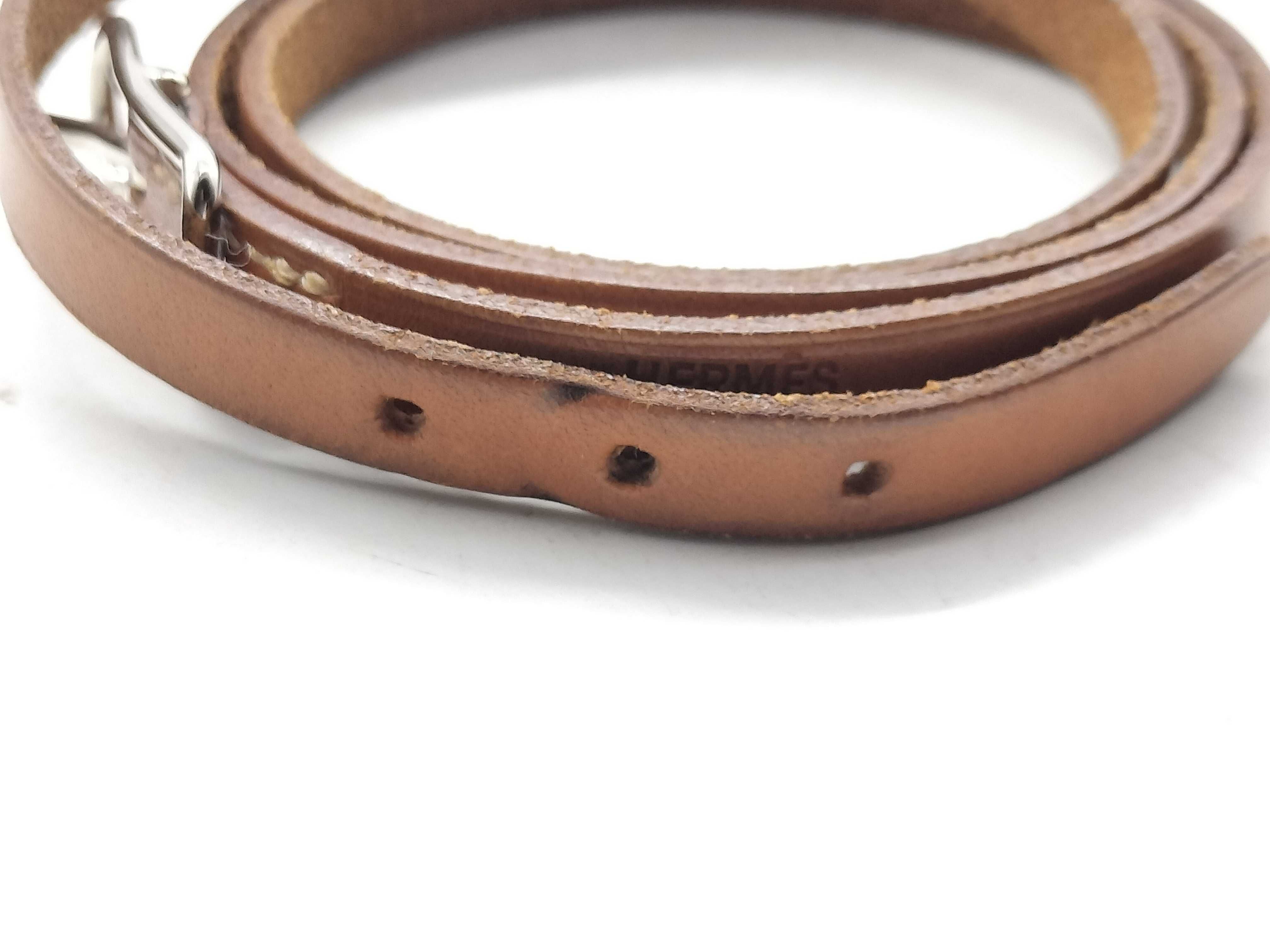 【水曜終了】(10227_0057)HERMES アピ3 SV金具 レザーロングブレスレット ブレスレット・バングル
