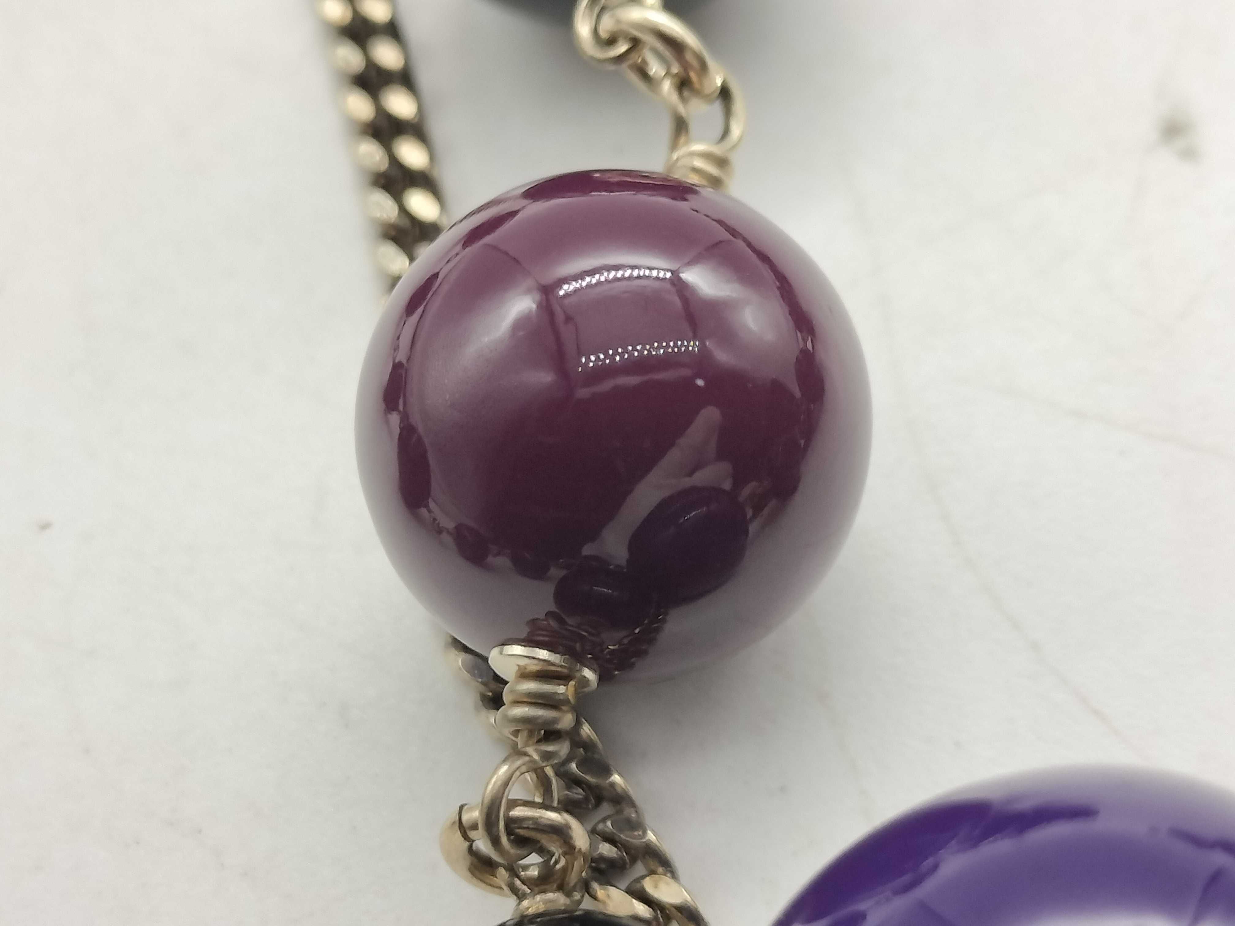 【水曜終了】(10228_0047)CHANEL ココ 07A パープル×ブラック ストーン ネックレス ネックレス