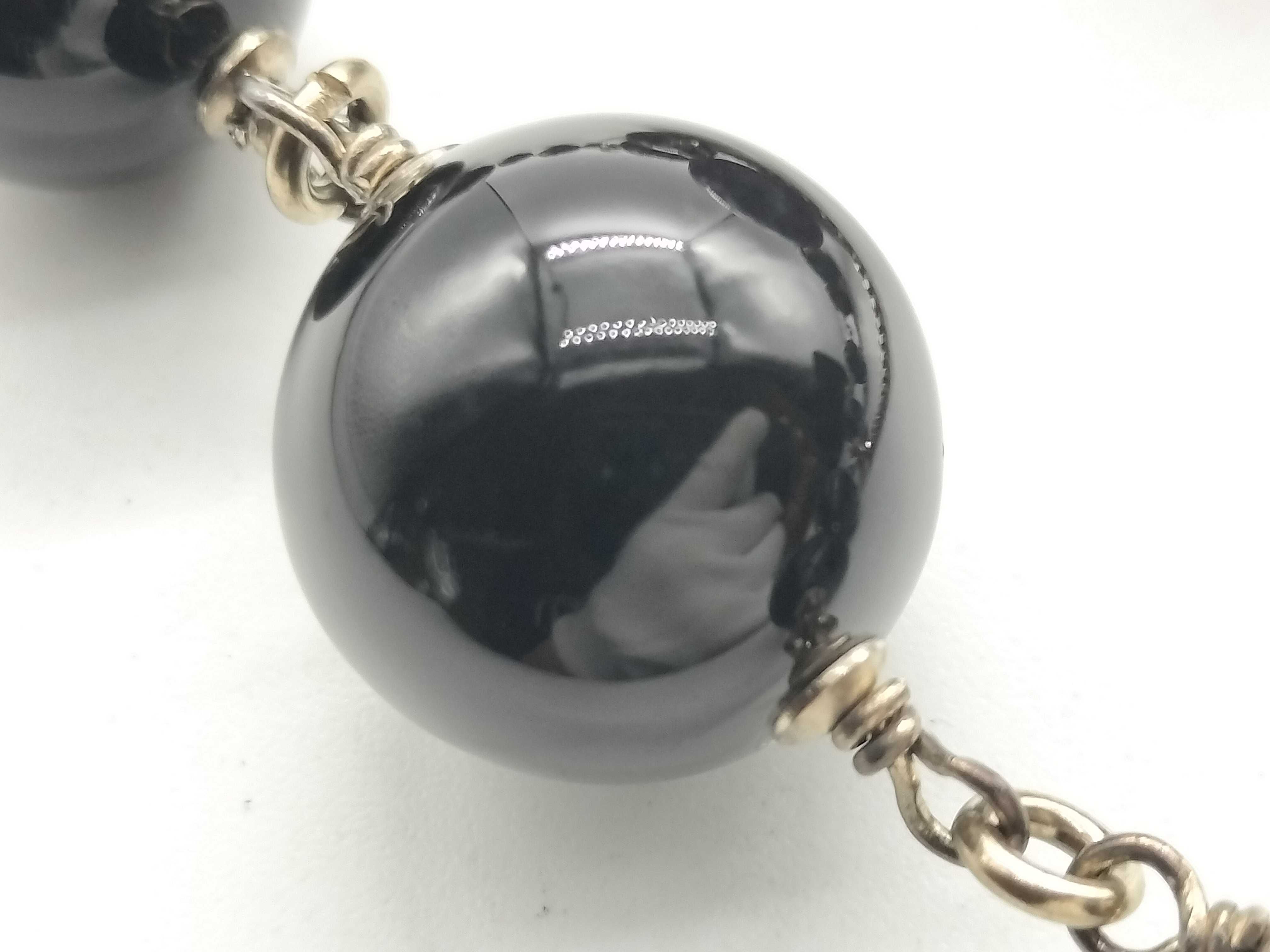 【水曜終了】(10228_0047)CHANEL ココ 07A パープル×ブラック ストーン ネックレス ネックレス
