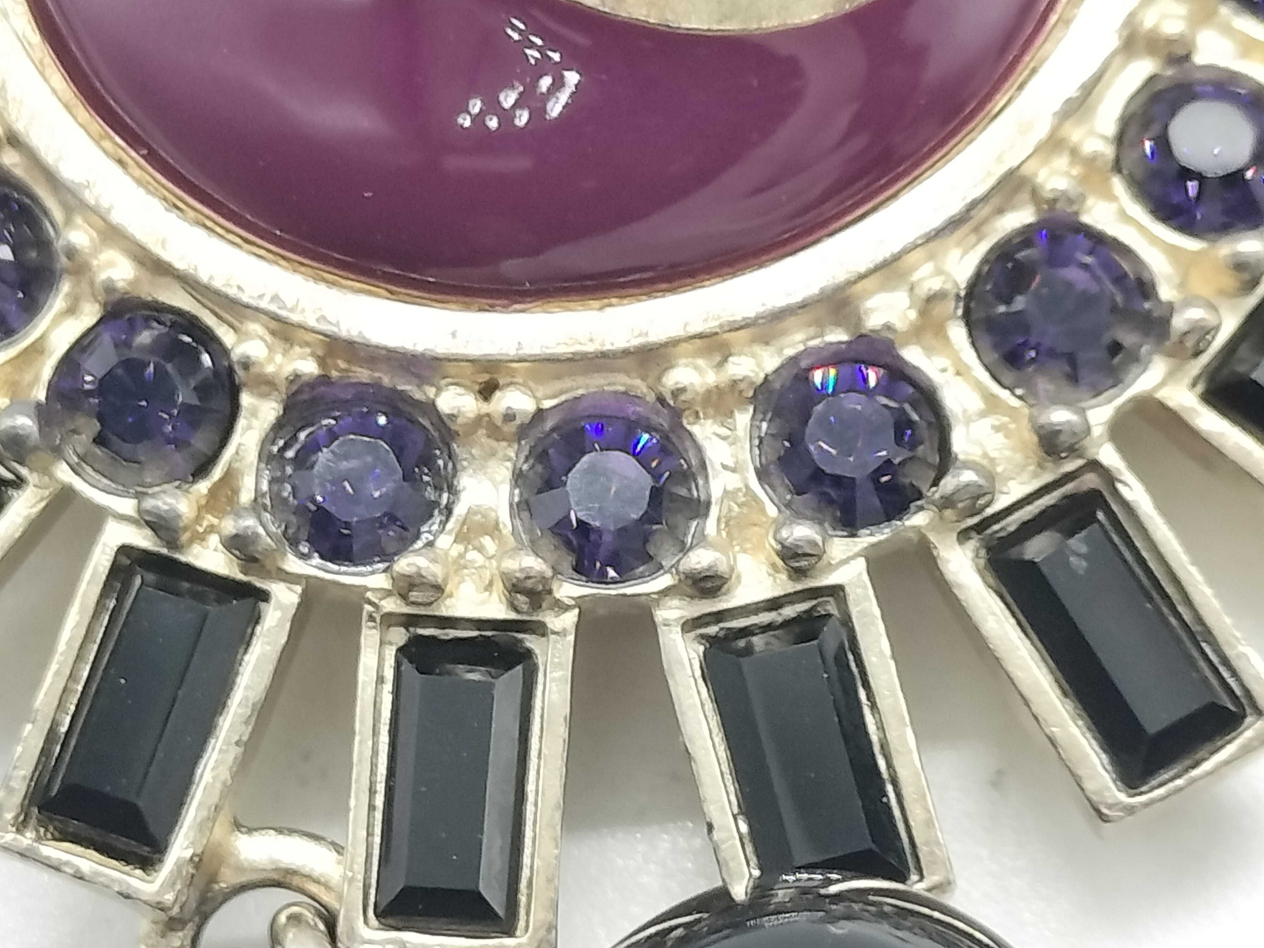 【水曜終了】(10228_0047)CHANEL ココ 07A パープル×ブラック ストーン ネックレス ネックレス