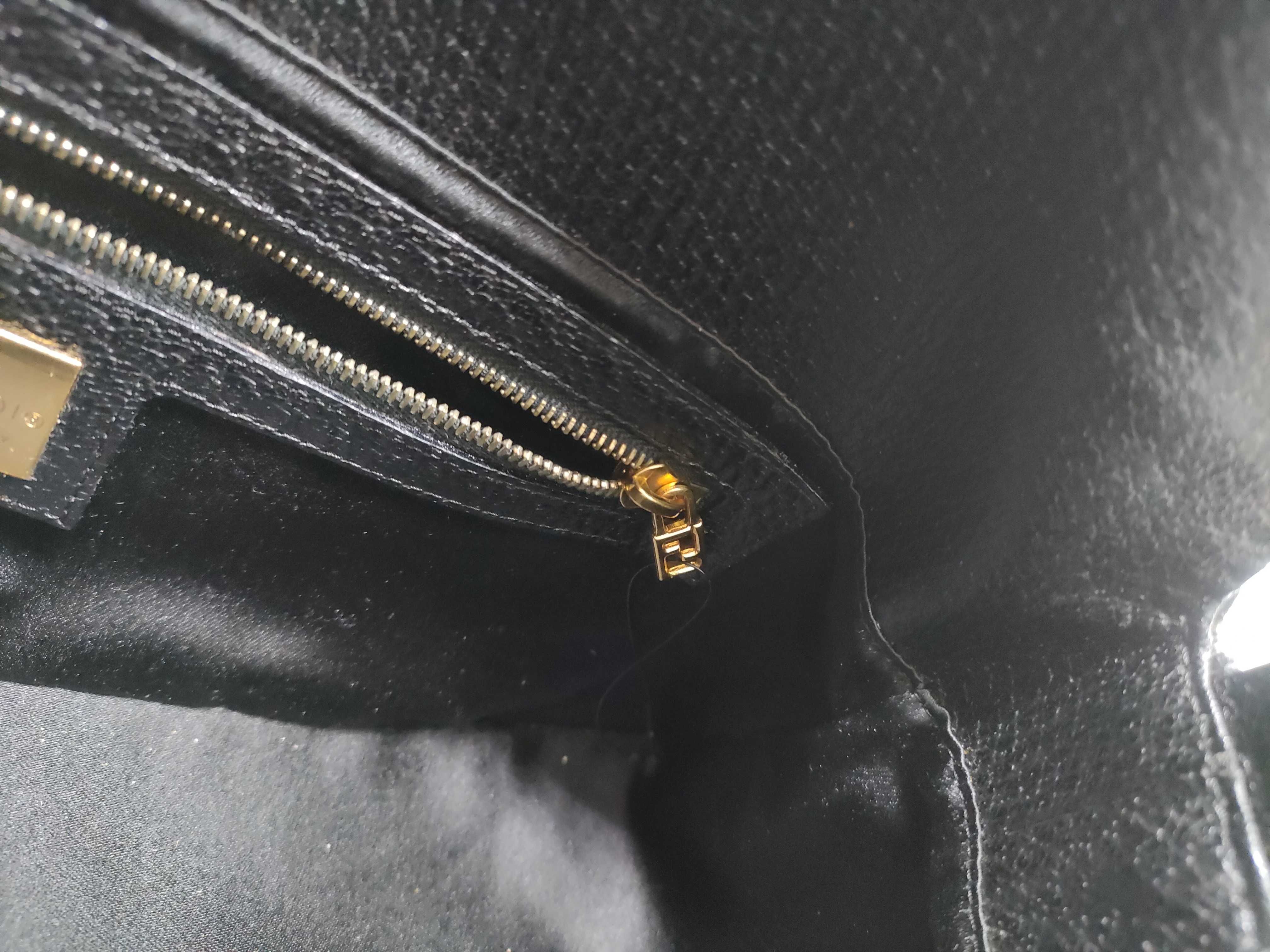 【水曜終了】(10230_0323)FENDI ズッカ柄 レザー/ブラック ショルダーバッグ