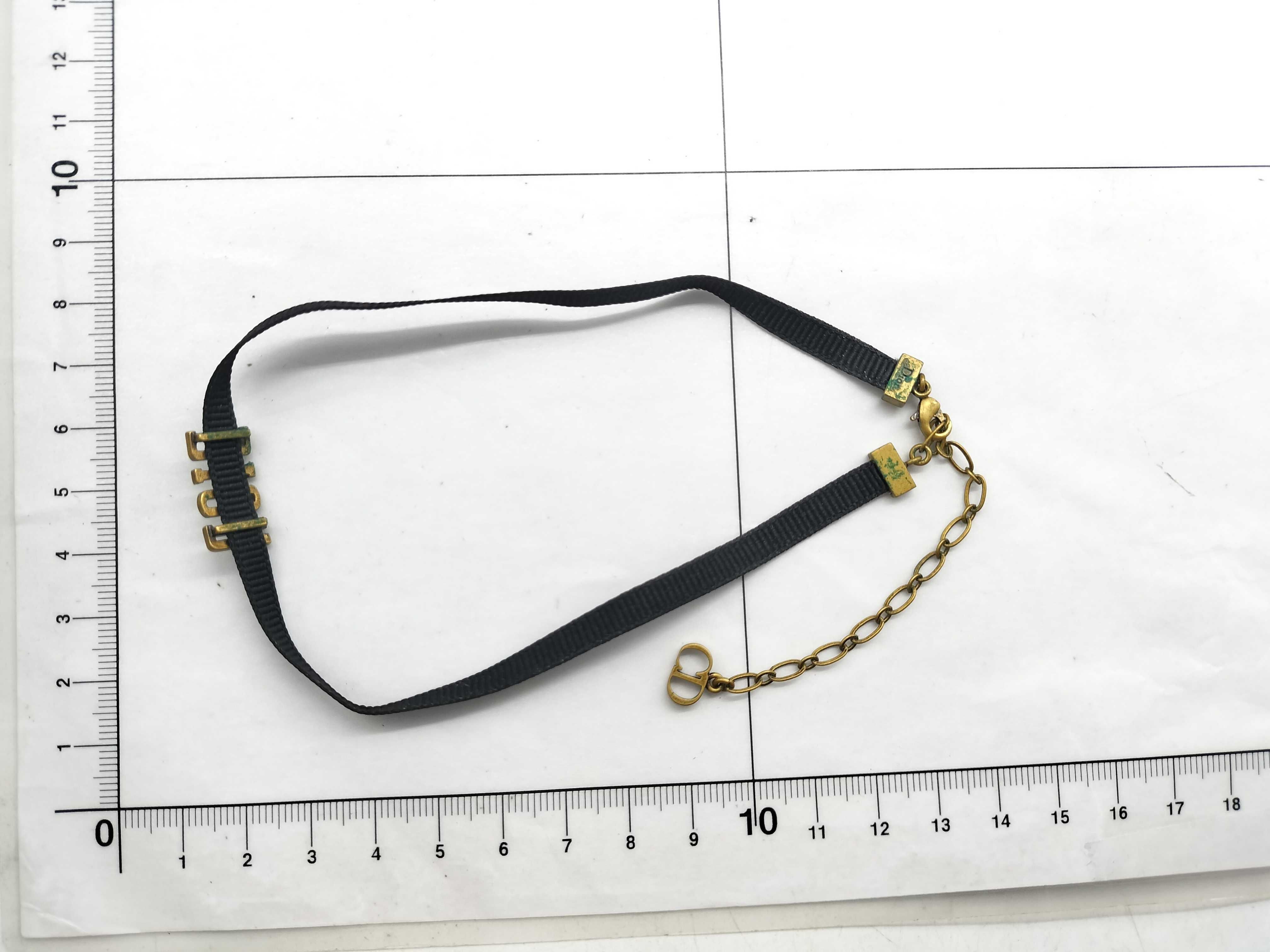 【水曜終了】(10221_0716)Dior ロゴ チョーカー ファブリック ブラック×ゴールド ネックレス