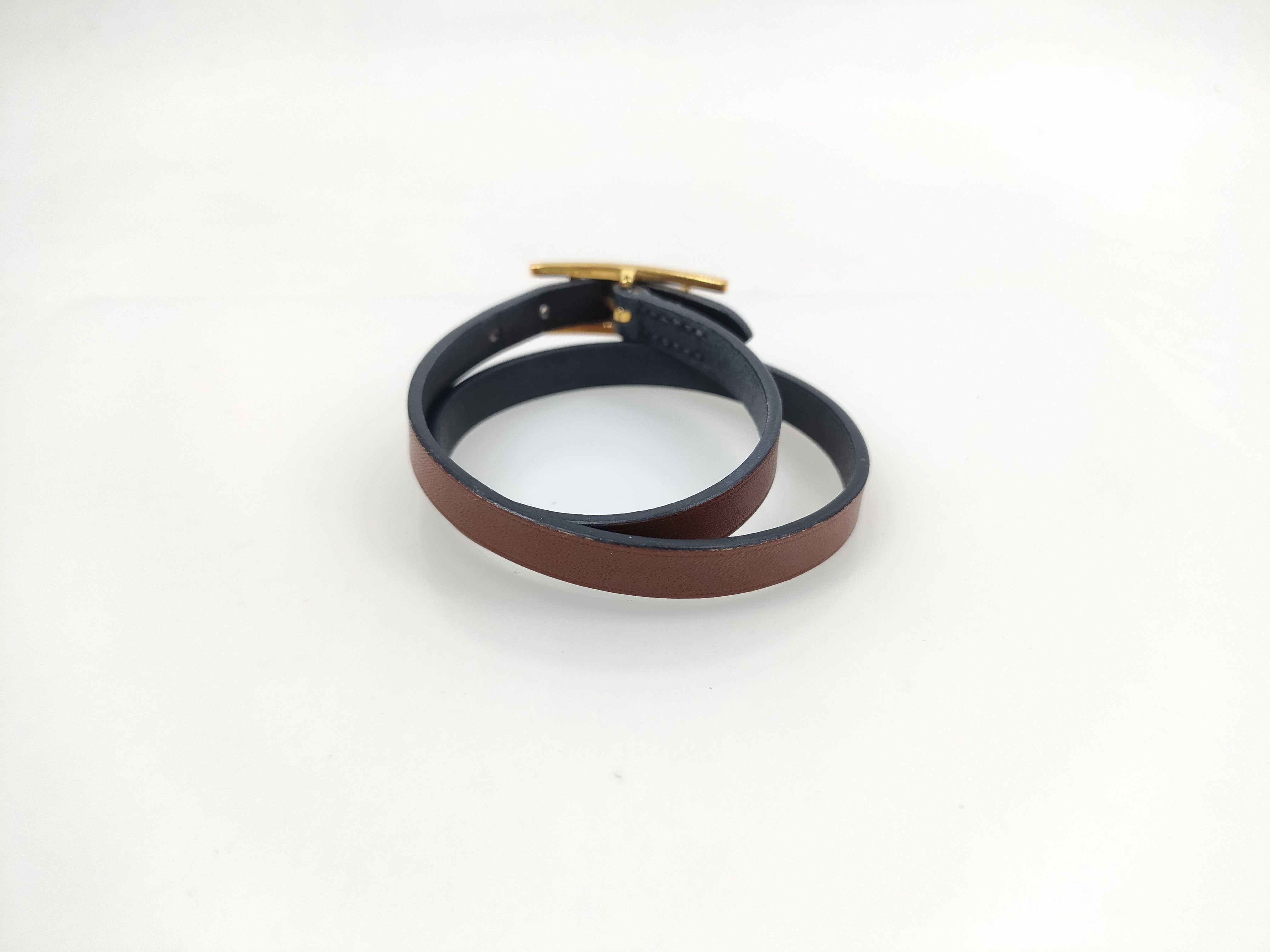 【水曜終了】(10216_0083)HERMES ビーアピ ドゥブルトゥール レザー ブレスレット ブレスレット・バングル