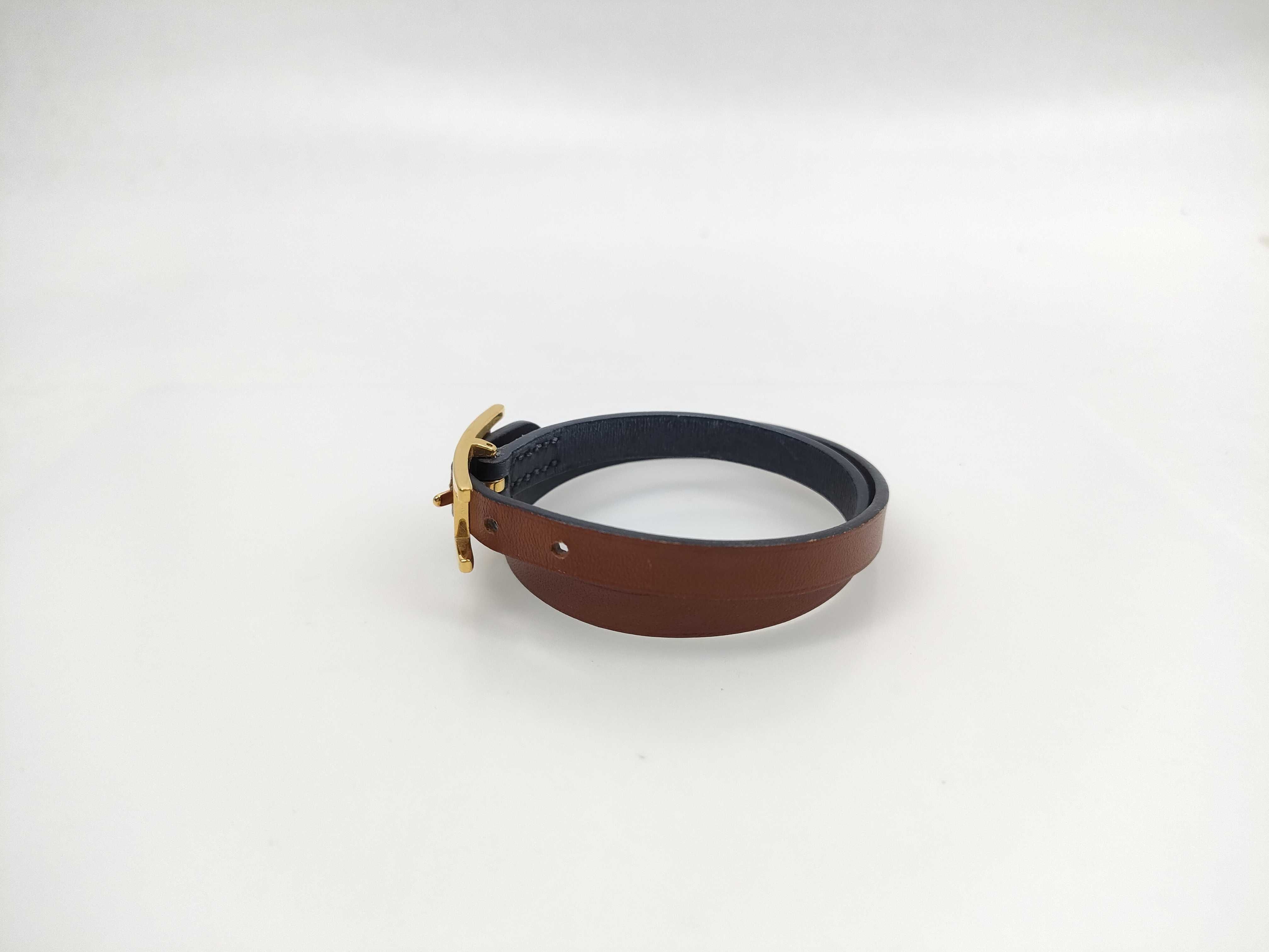 【水曜終了】(10216_0083)HERMES ビーアピ ドゥブルトゥール レザー ブレスレット ブレスレット・バングル