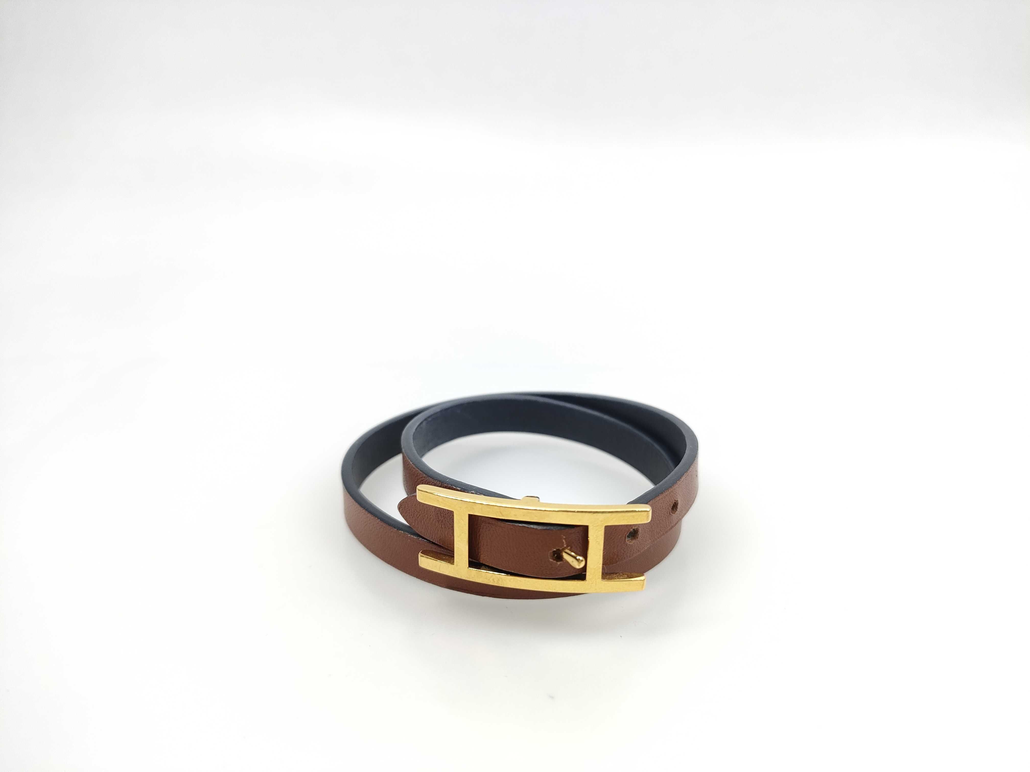 【水曜終了】(10216_0083)HERMES ビーアピ ドゥブルトゥール レザー ブレスレット ブレスレット・バングル