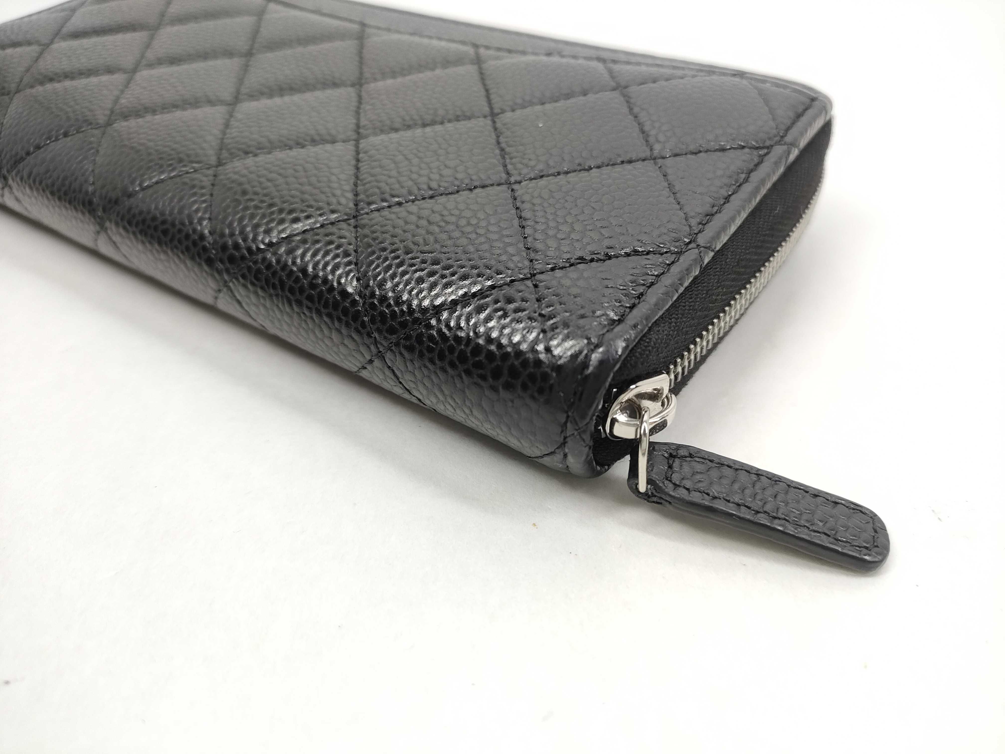 【水曜終了】(10217_0112)CHANEL キャビアスキン ラウンドファスナー 長財布 財布