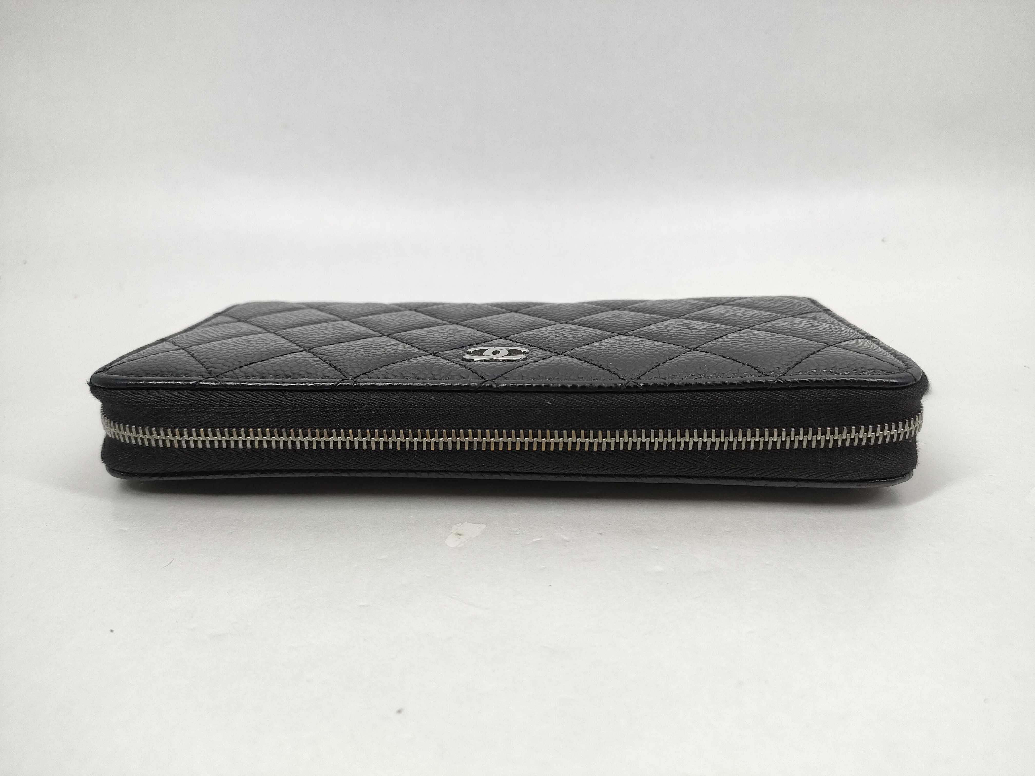 【水曜終了】(10217_0112)CHANEL キャビアスキン ラウンドファスナー 長財布 財布