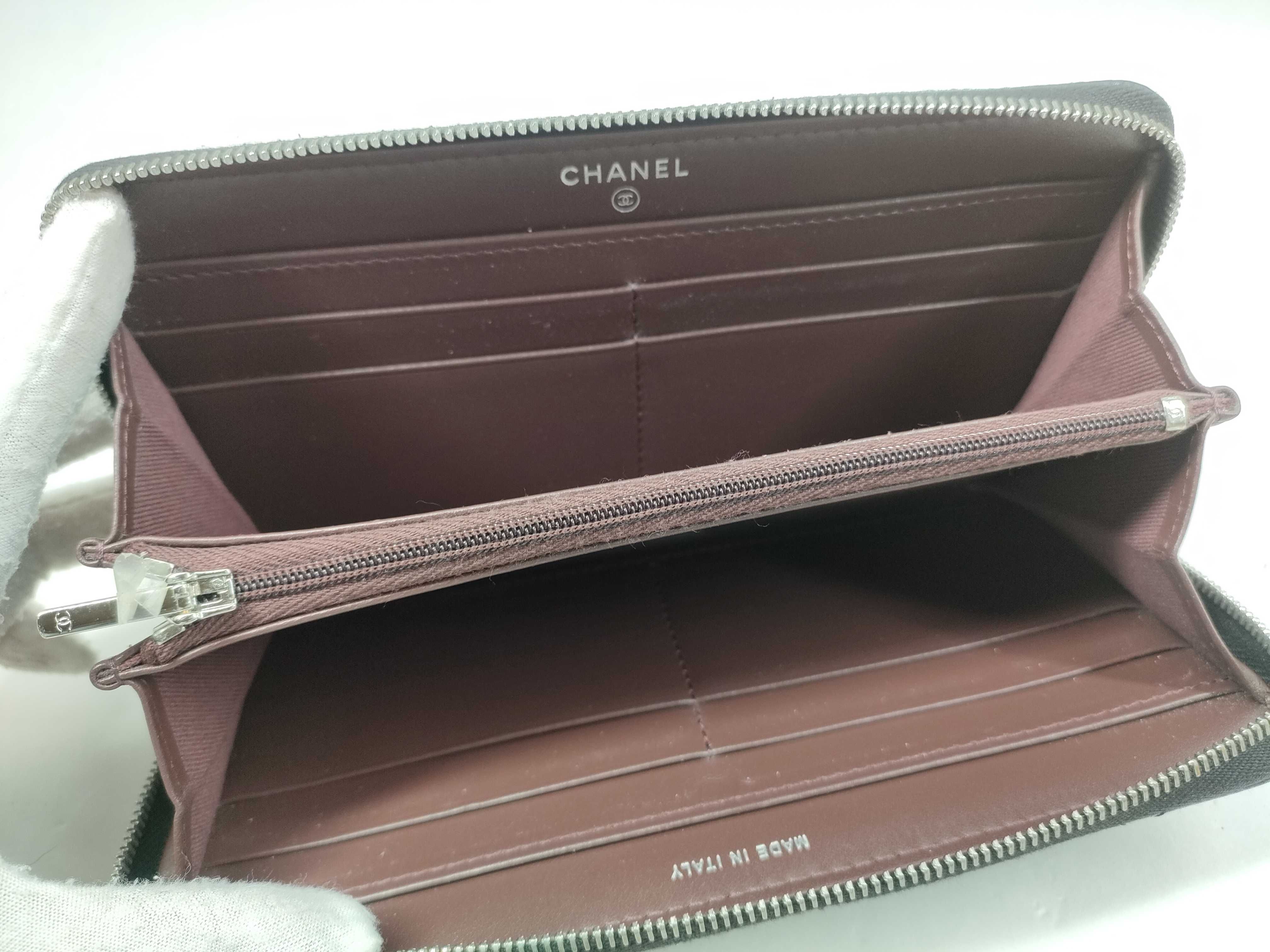 【水曜終了】(10217_0112)CHANEL キャビアスキン ラウンドファスナー 長財布 財布