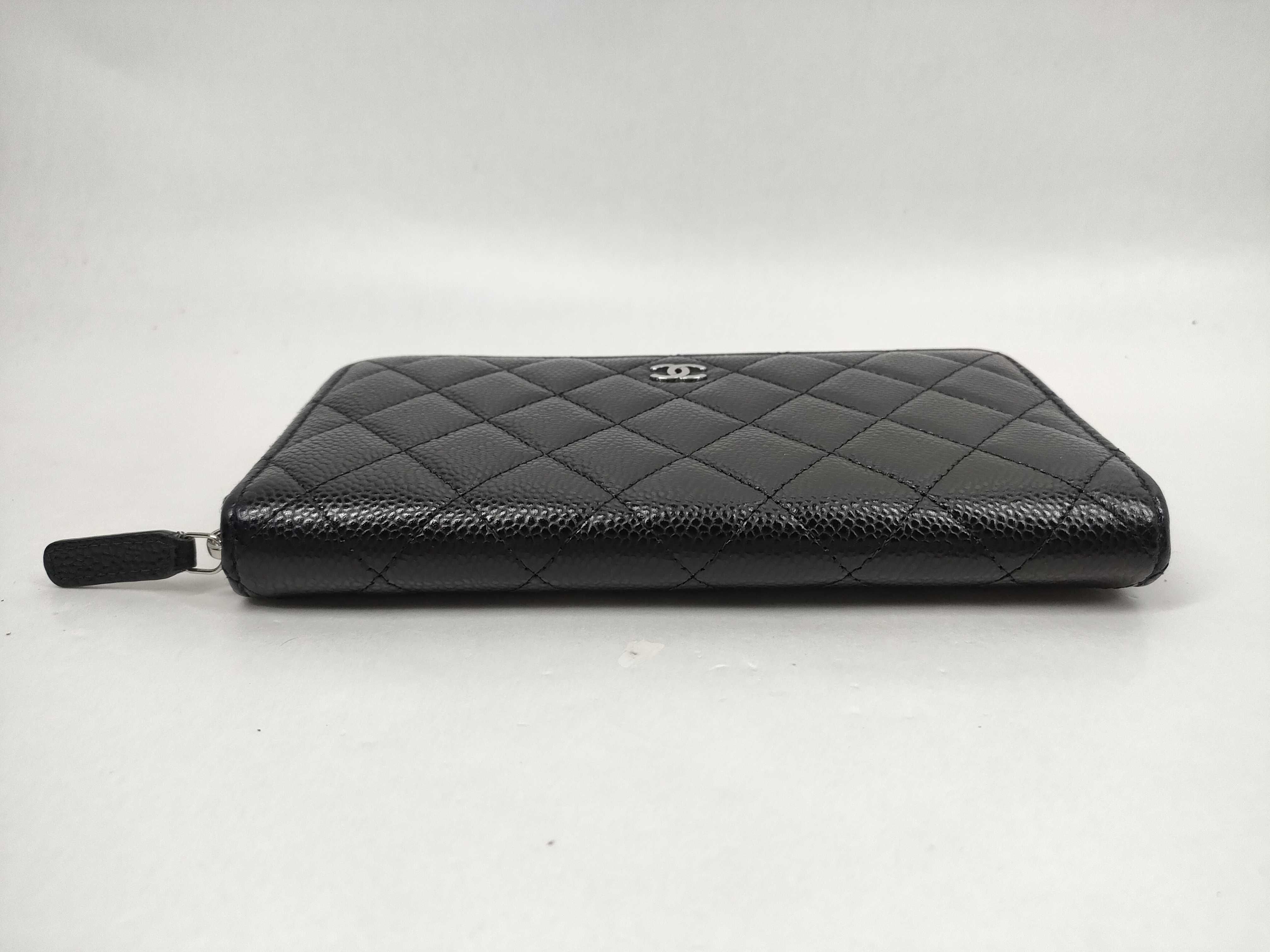 【水曜終了】(10217_0112)CHANEL キャビアスキン ラウンドファスナー 長財布 財布