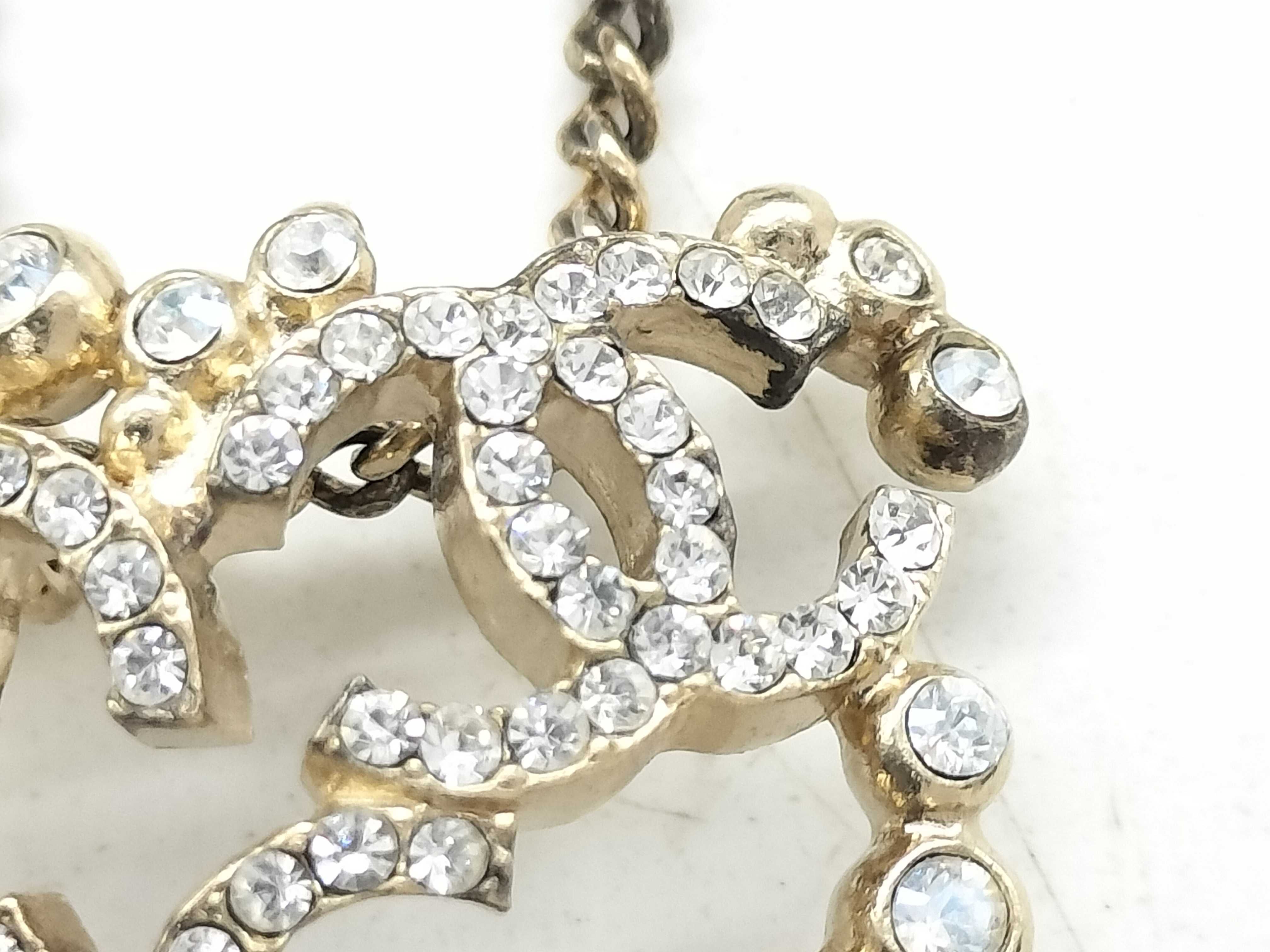 【水曜終了】(10228_0116)CHANEL ラインストーン ココマーク ネックレス