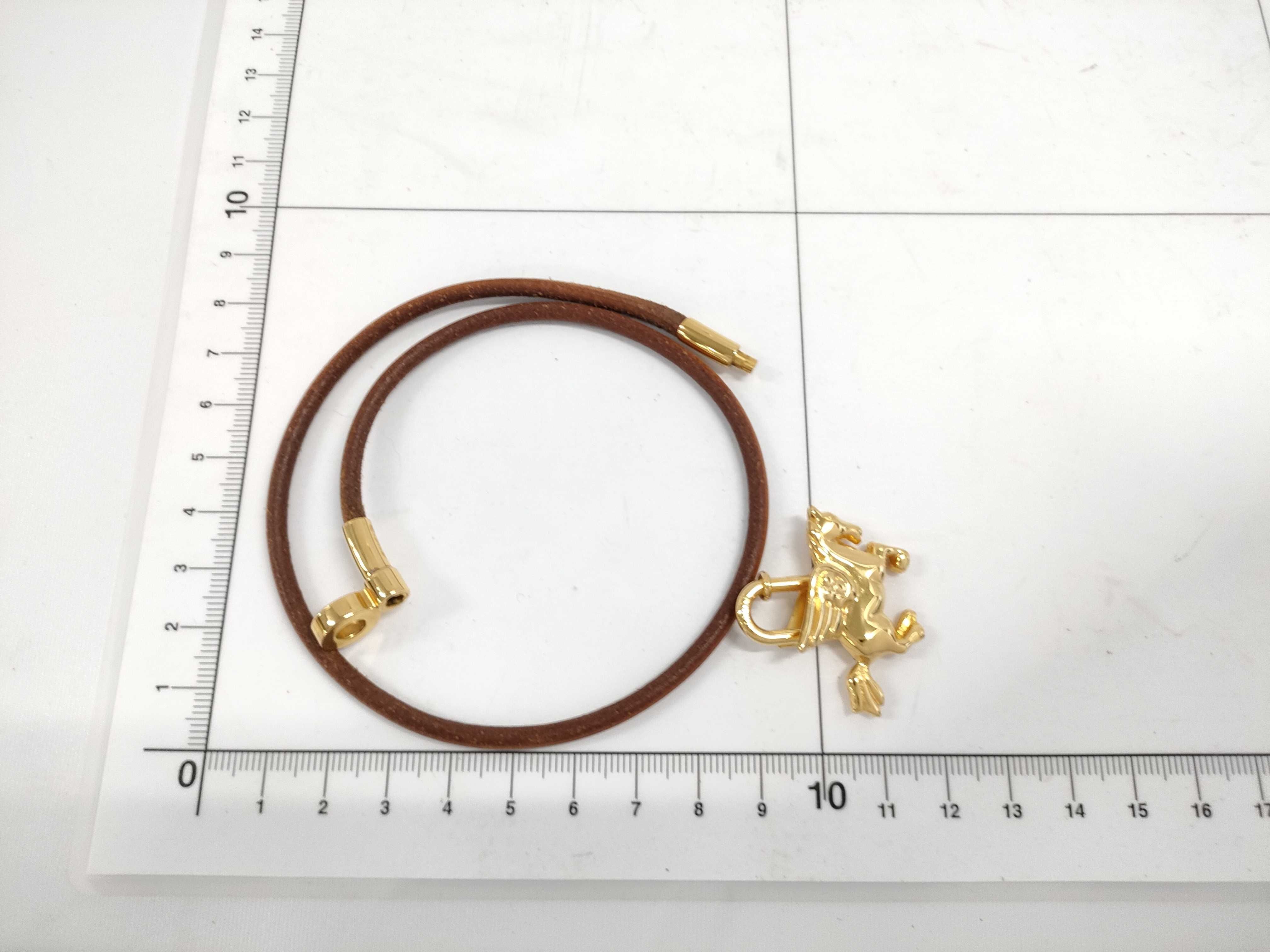 【水曜終了】(10223_0105)HERMES ペガサス チョーカー ゴールド×ブラウン その他小物