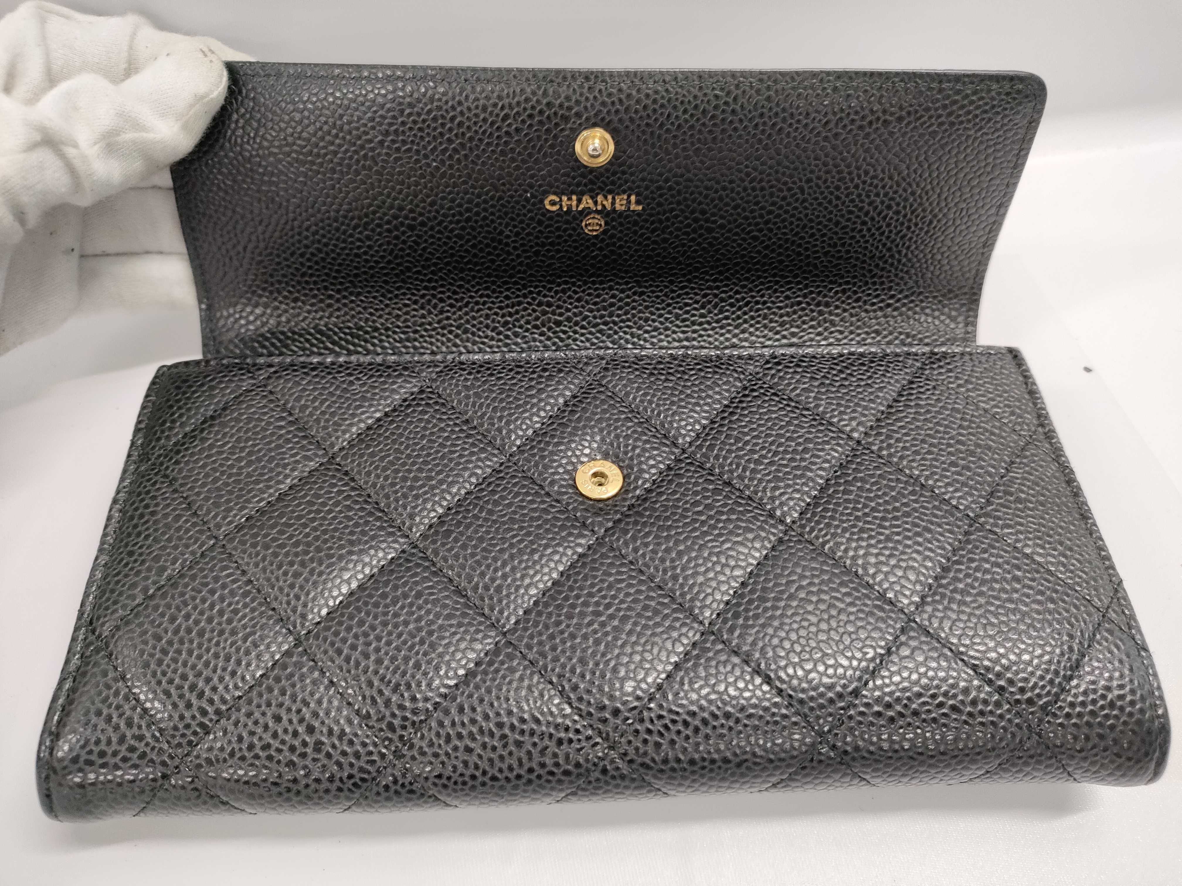【水曜終了】(10228_0092)CHANEL キャビアスキン 長財布 財布