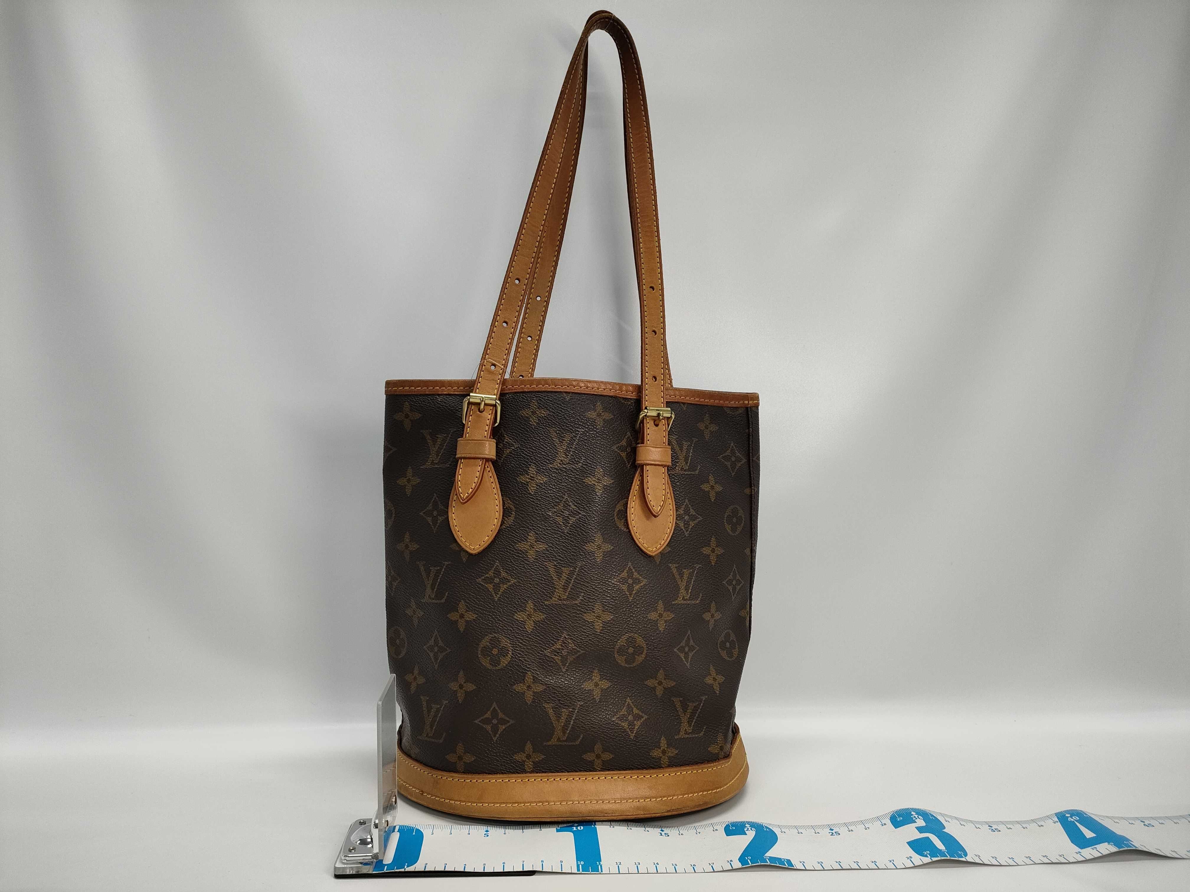 【水曜終了】(10229_0292)LOUIS VUITTON モノグラム バケットPM ポーチあり トートバッグ