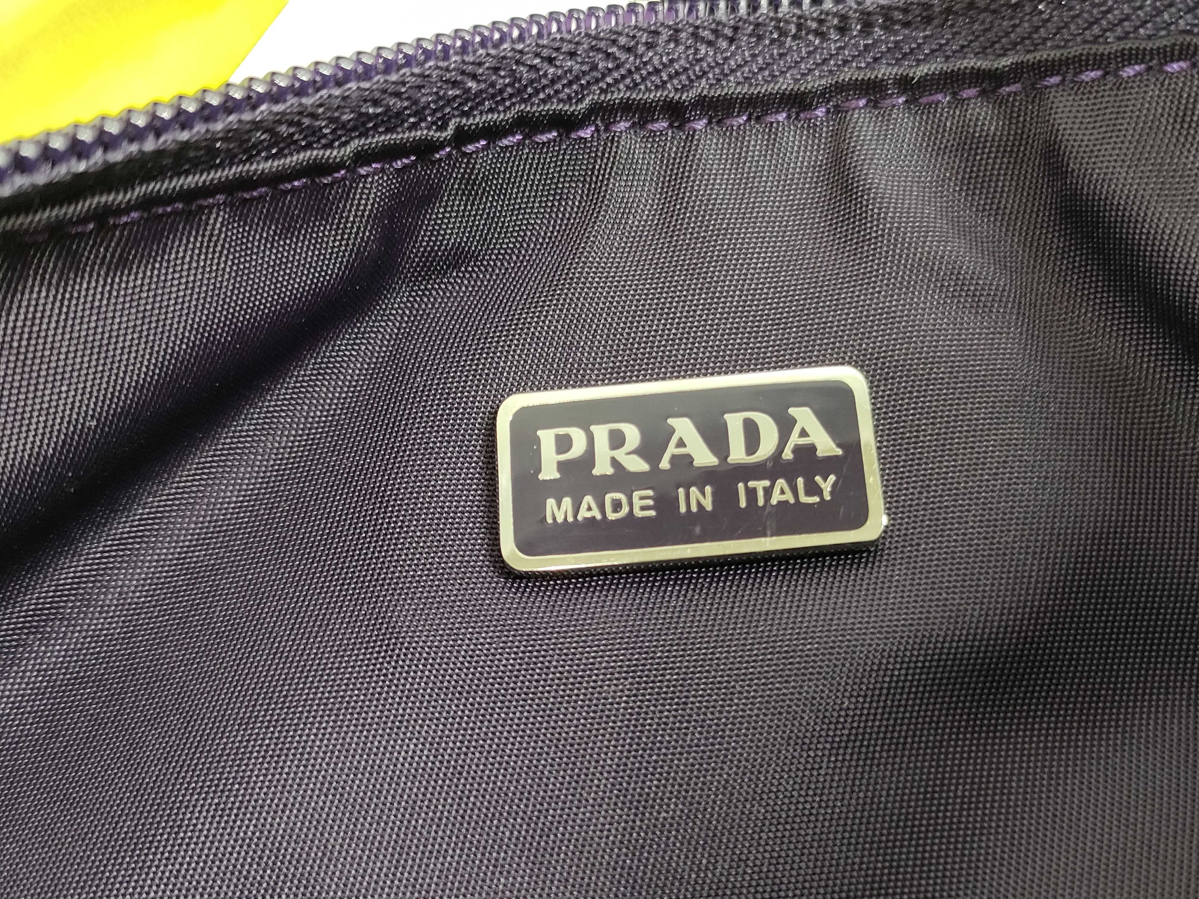【水曜終了】(10219_0333)▼PRADA ナイロン ワンショル 三角プレート パープル ハンドバッグ