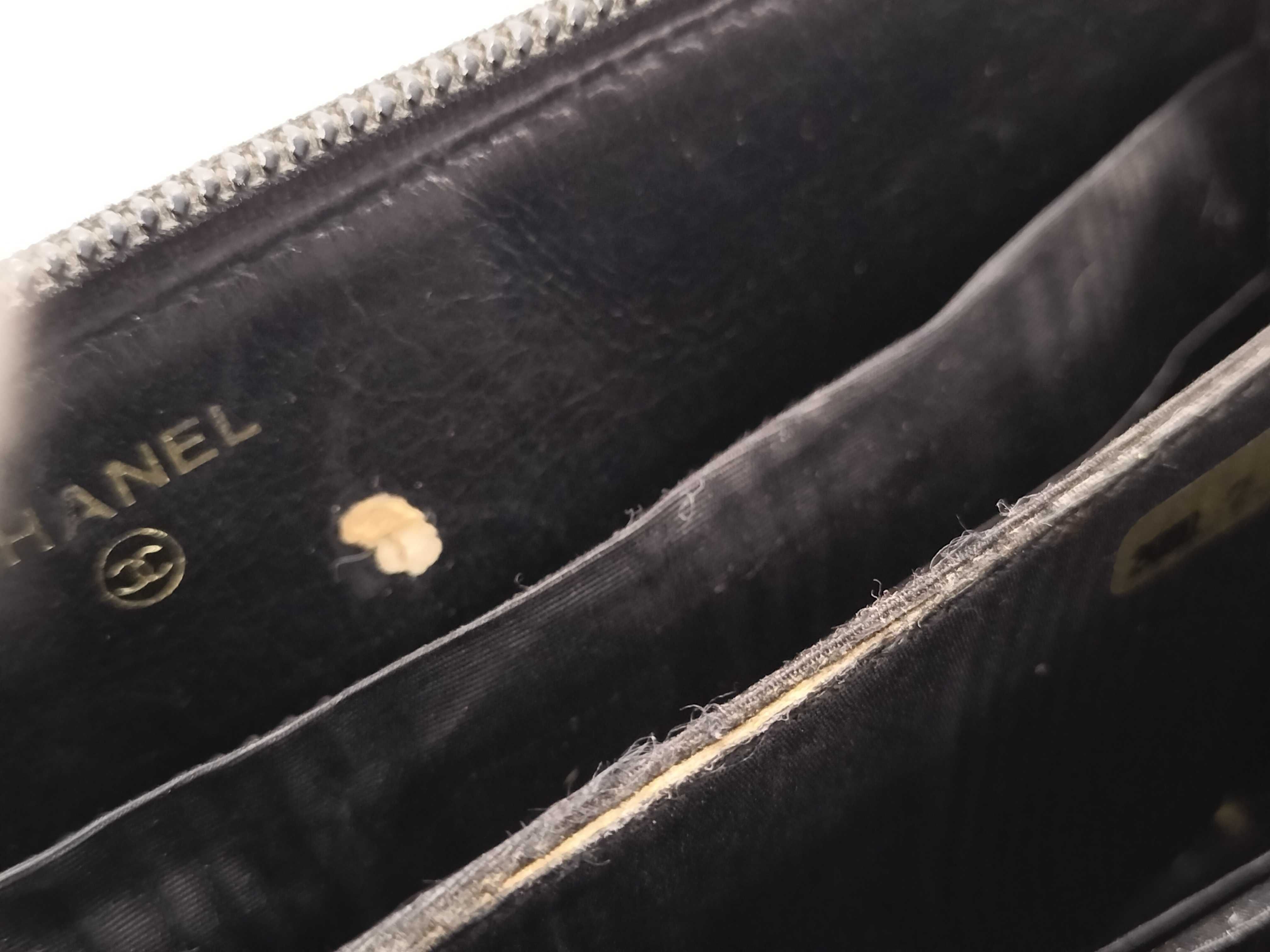 【水曜終了】(10228_0125)CHANEL キャビアスキン ラウンドジップ 長財布 チャック欠損 財布