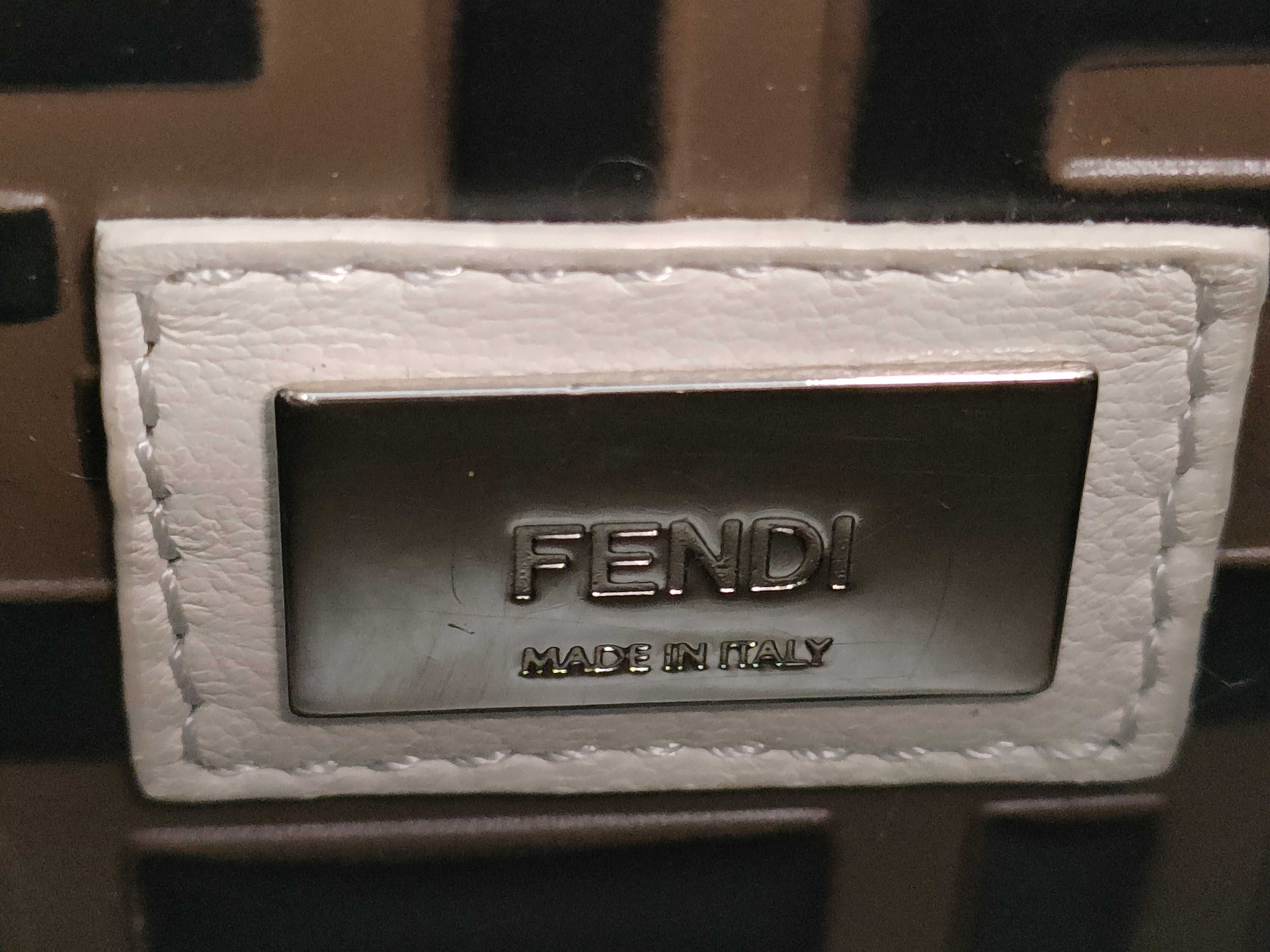 【水曜終了】(10230_0342)FENDI ミニ ホワイト ハンドバッグ