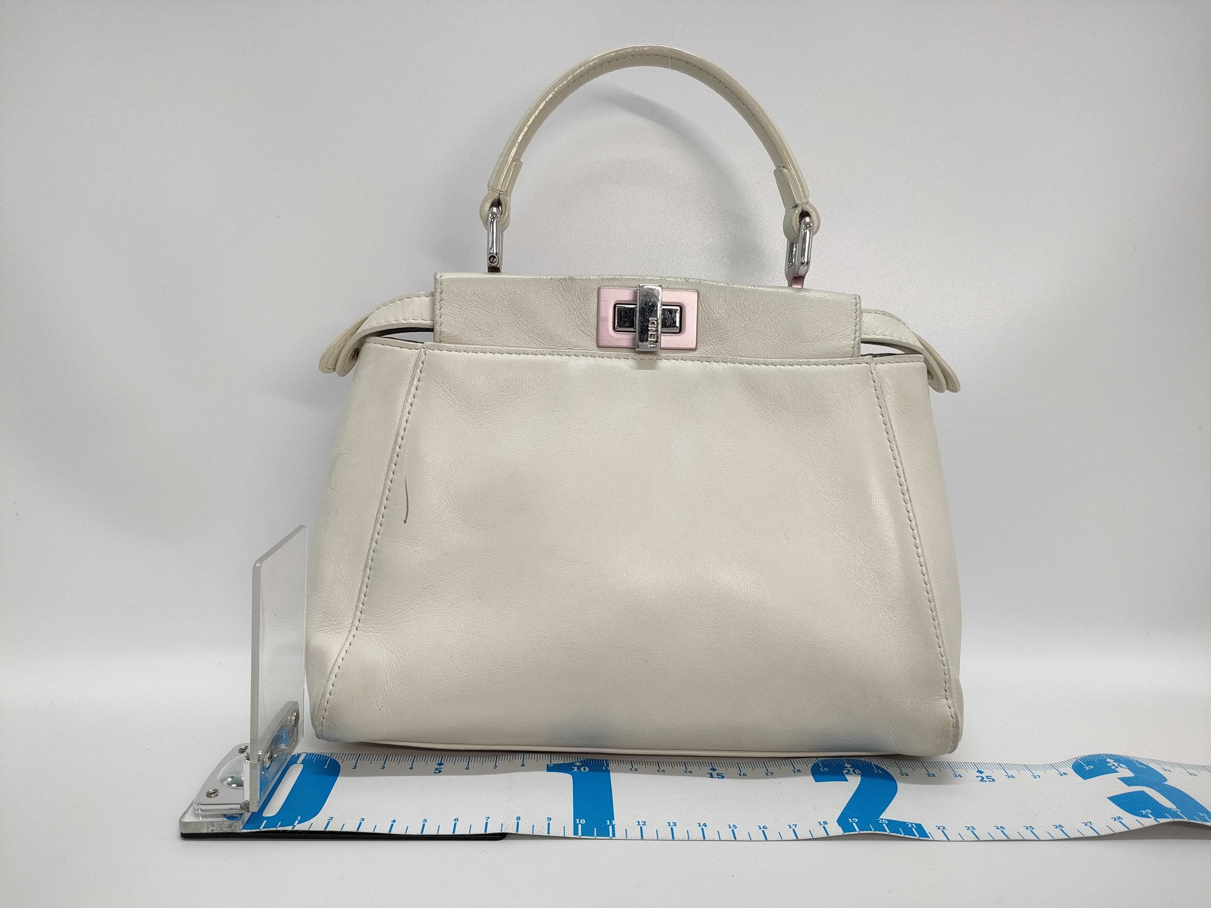 【水曜終了】(10230_0342)FENDI ミニ ホワイト ハンドバッグ