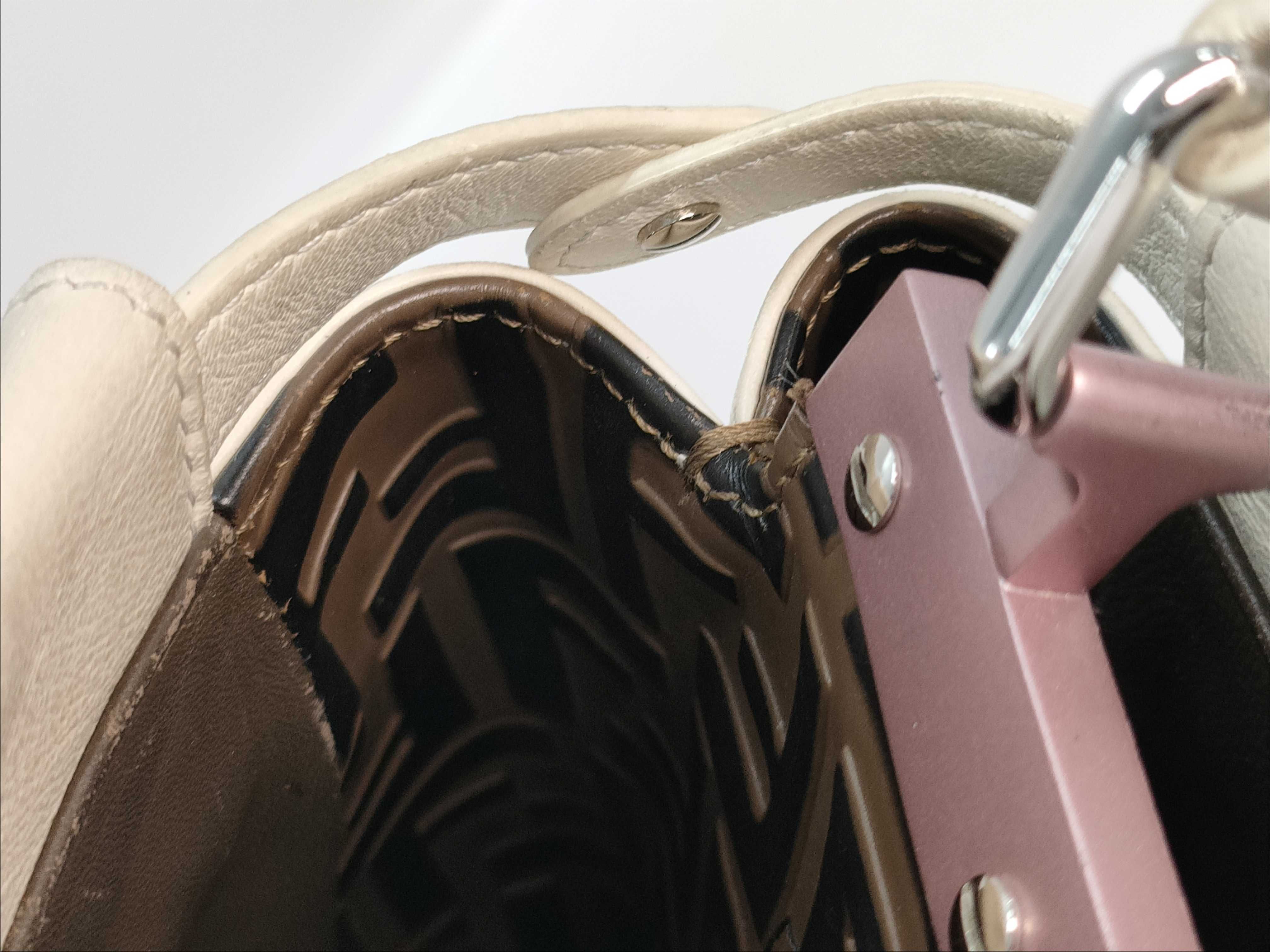 【水曜終了】(10230_0342)FENDI ミニ ホワイト ハンドバッグ