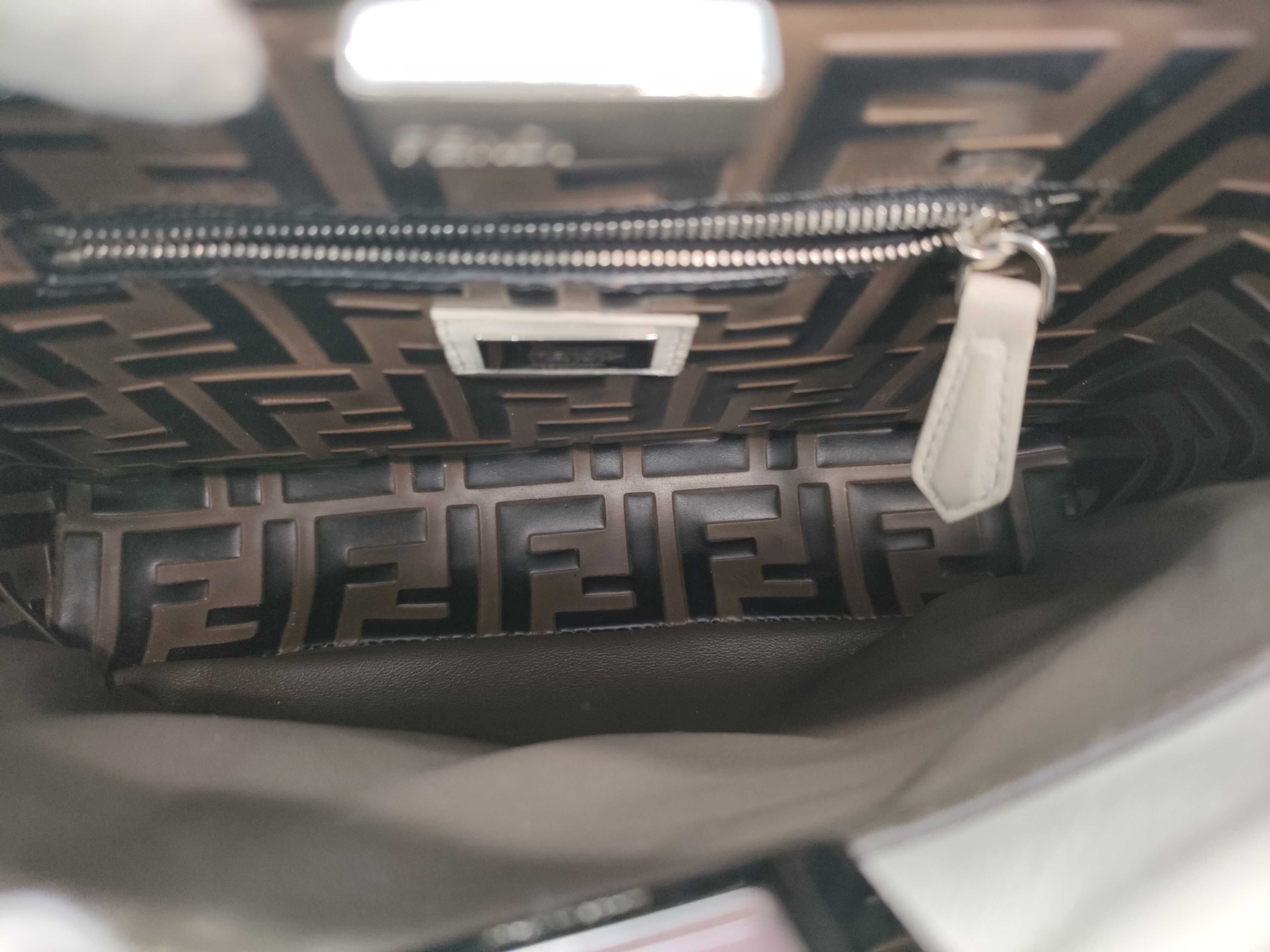 【水曜終了】(10230_0342)FENDI ミニ ホワイト ハンドバッグ