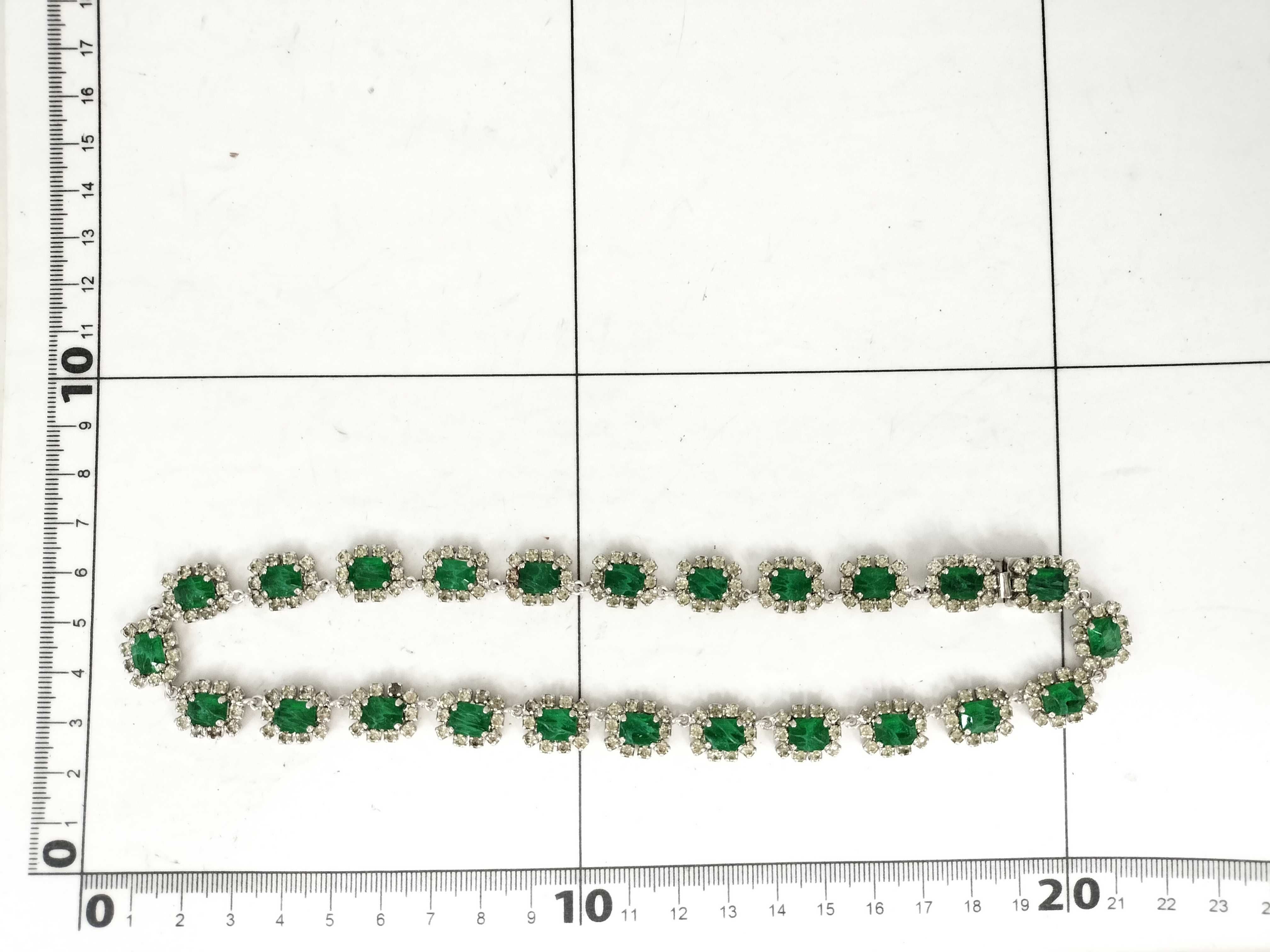 【水曜終了】(10700_0167)Dior 緑石 ラインストーン ネックレス