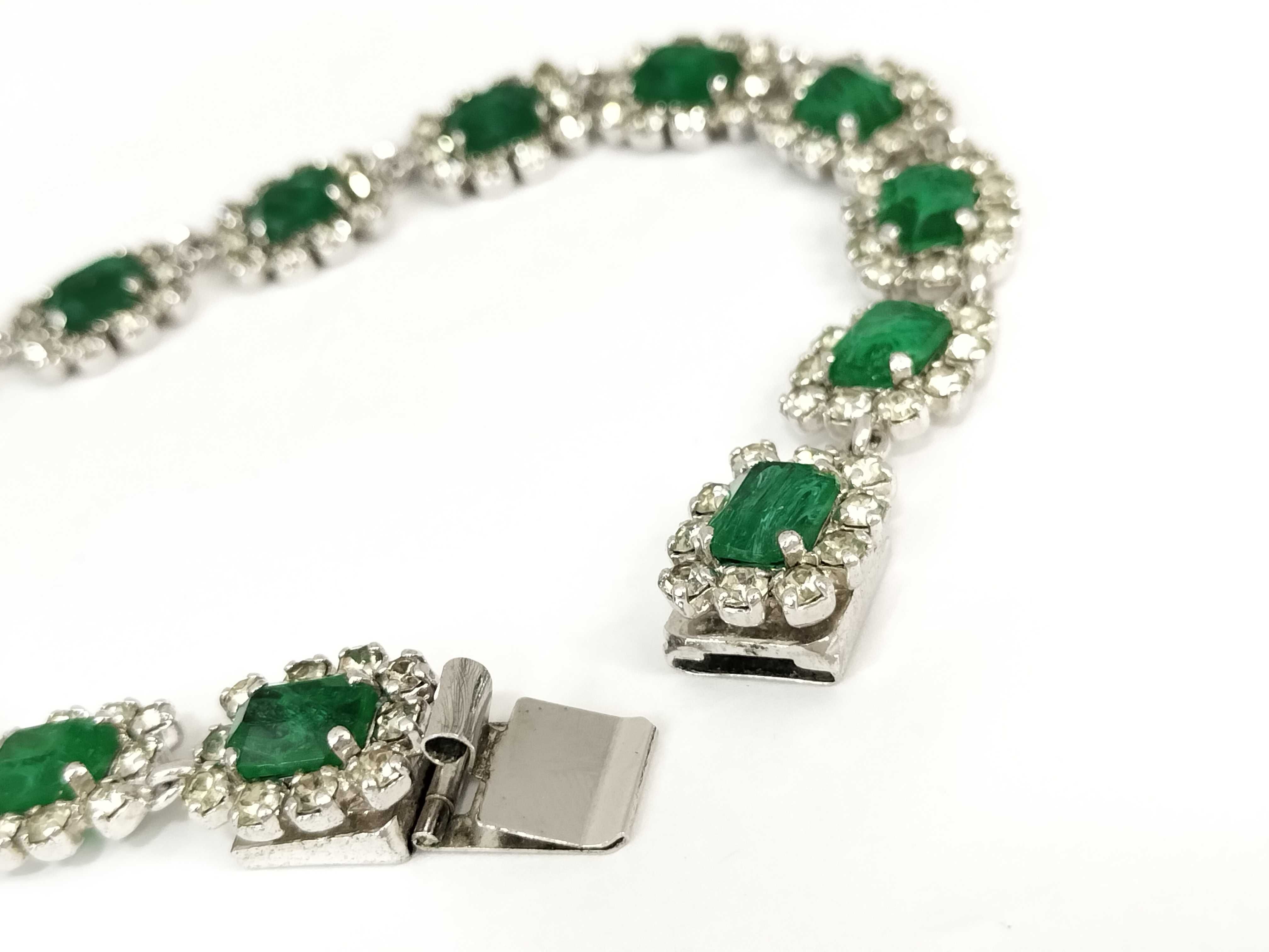 【水曜終了】(10700_0167)Dior 緑石 ラインストーン ネックレス