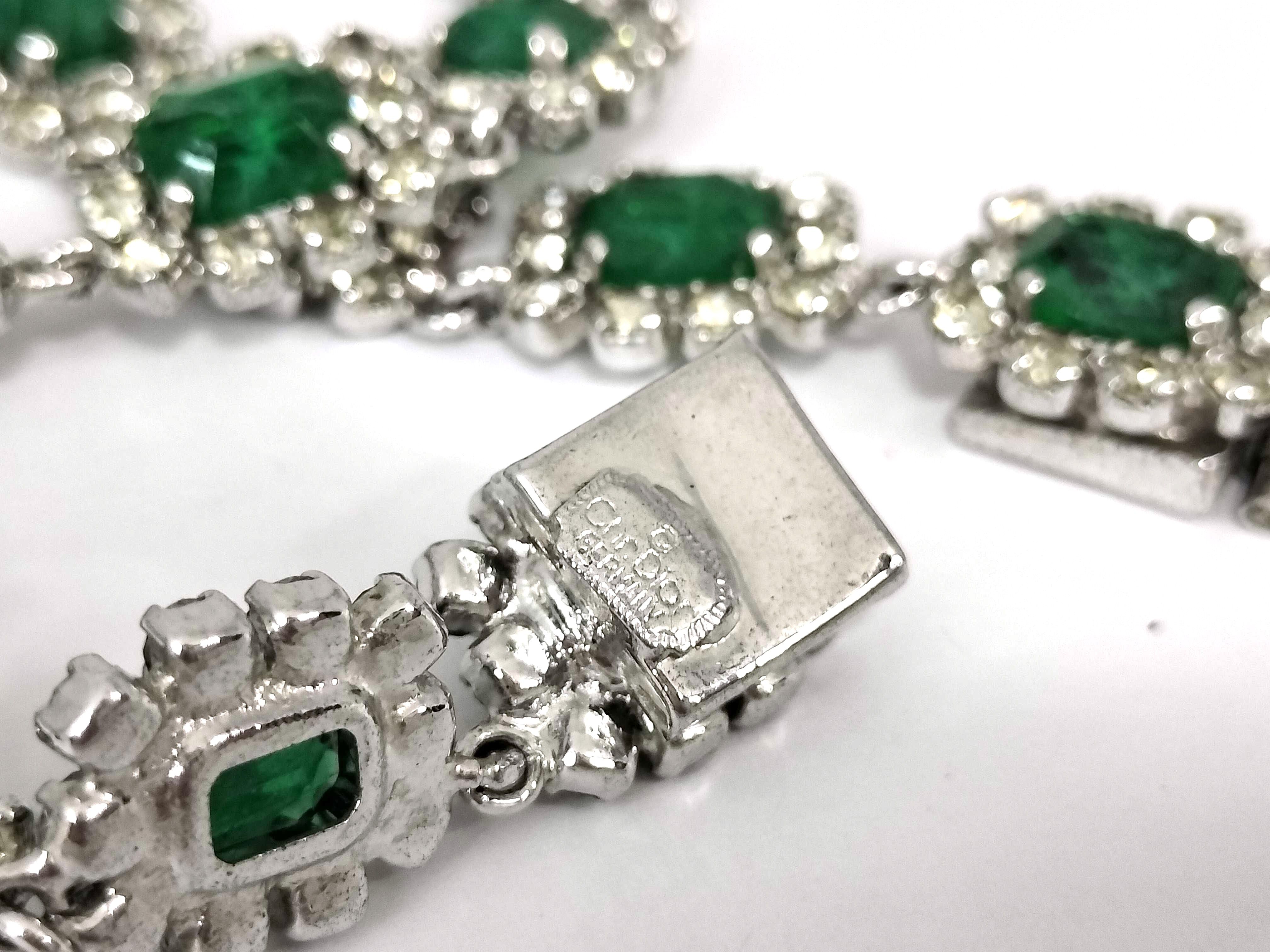 【水曜終了】(10700_0167)Dior 緑石 ラインストーン ネックレス