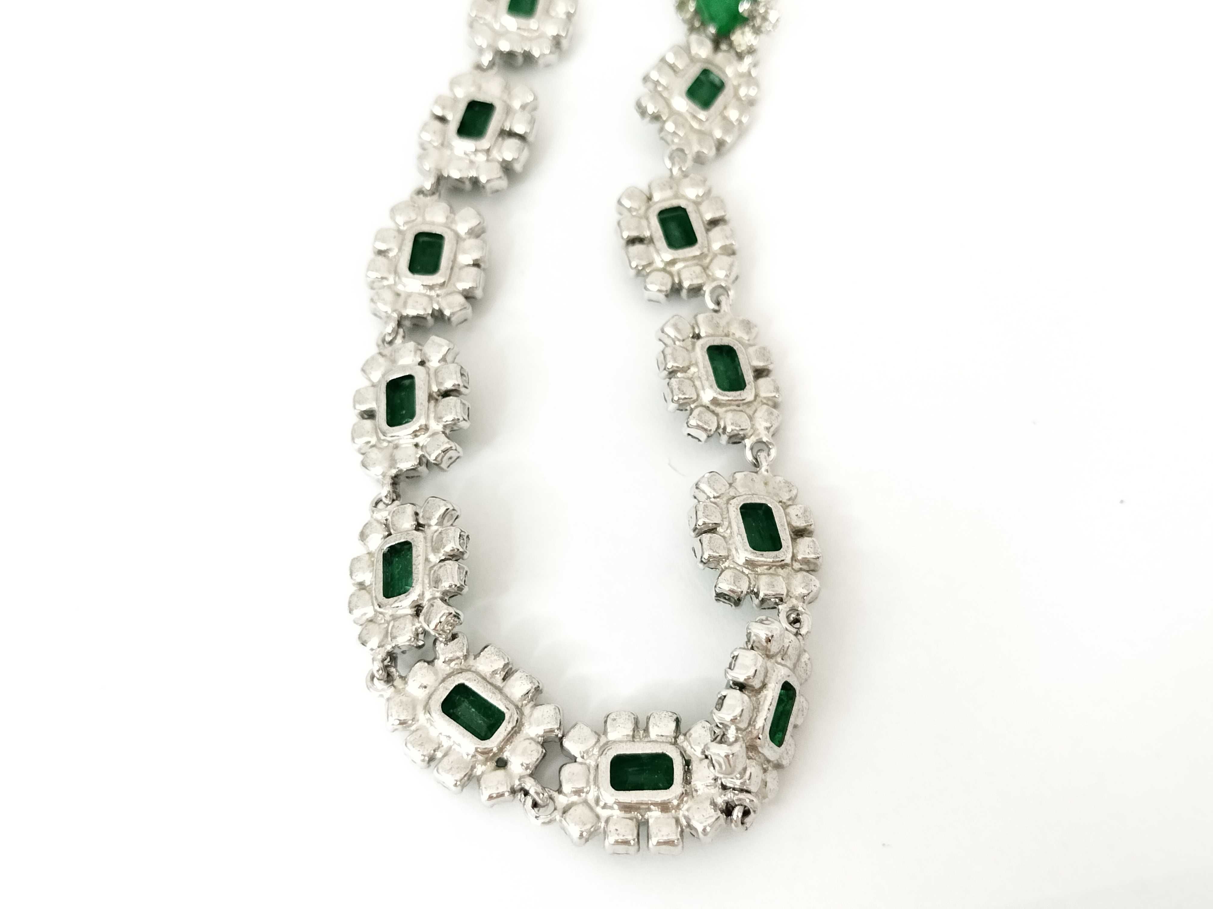 【水曜終了】(10700_0167)Dior 緑石 ラインストーン ネックレス