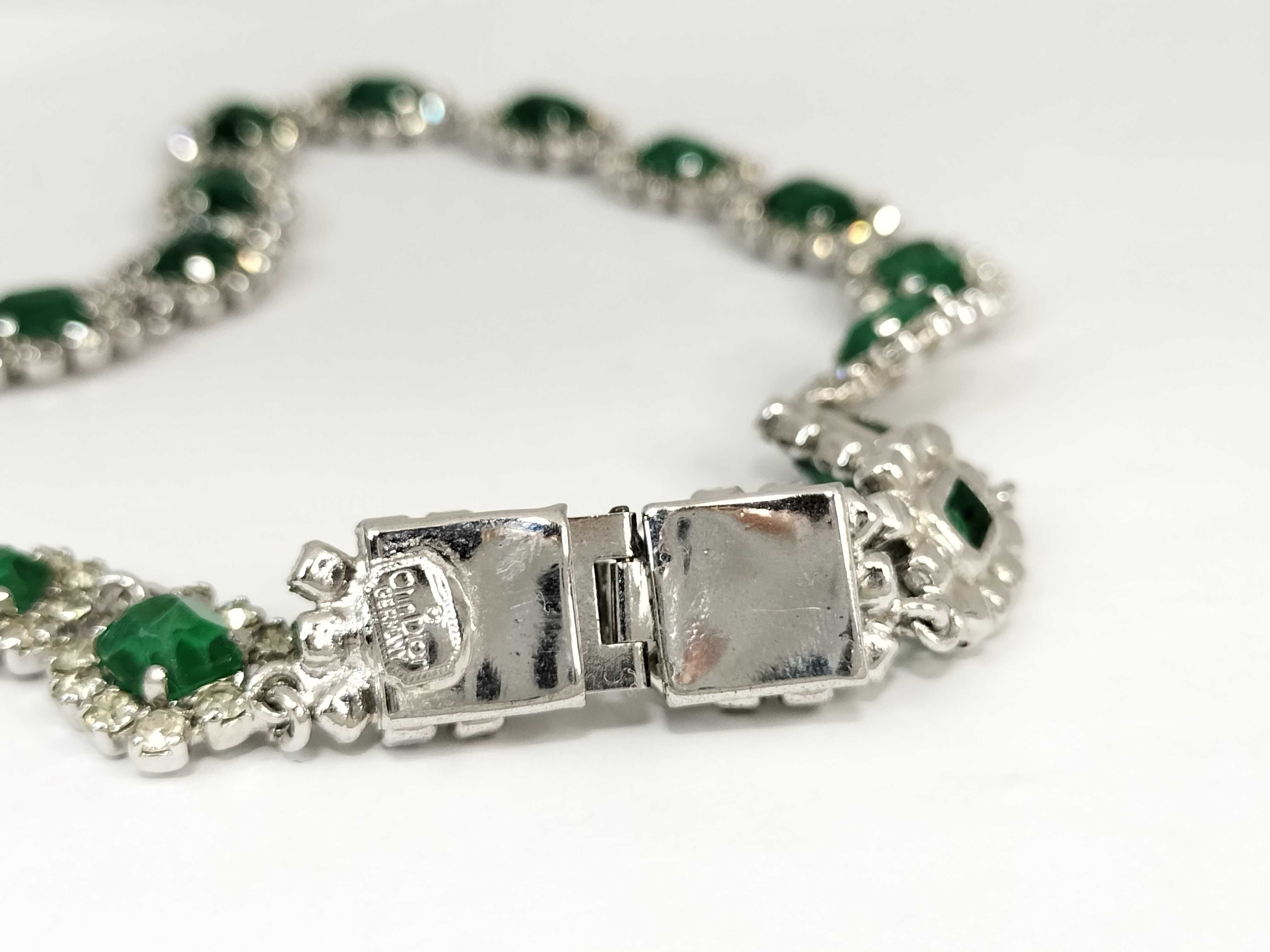 【水曜終了】(10700_0167)Dior 緑石 ラインストーン ネックレス