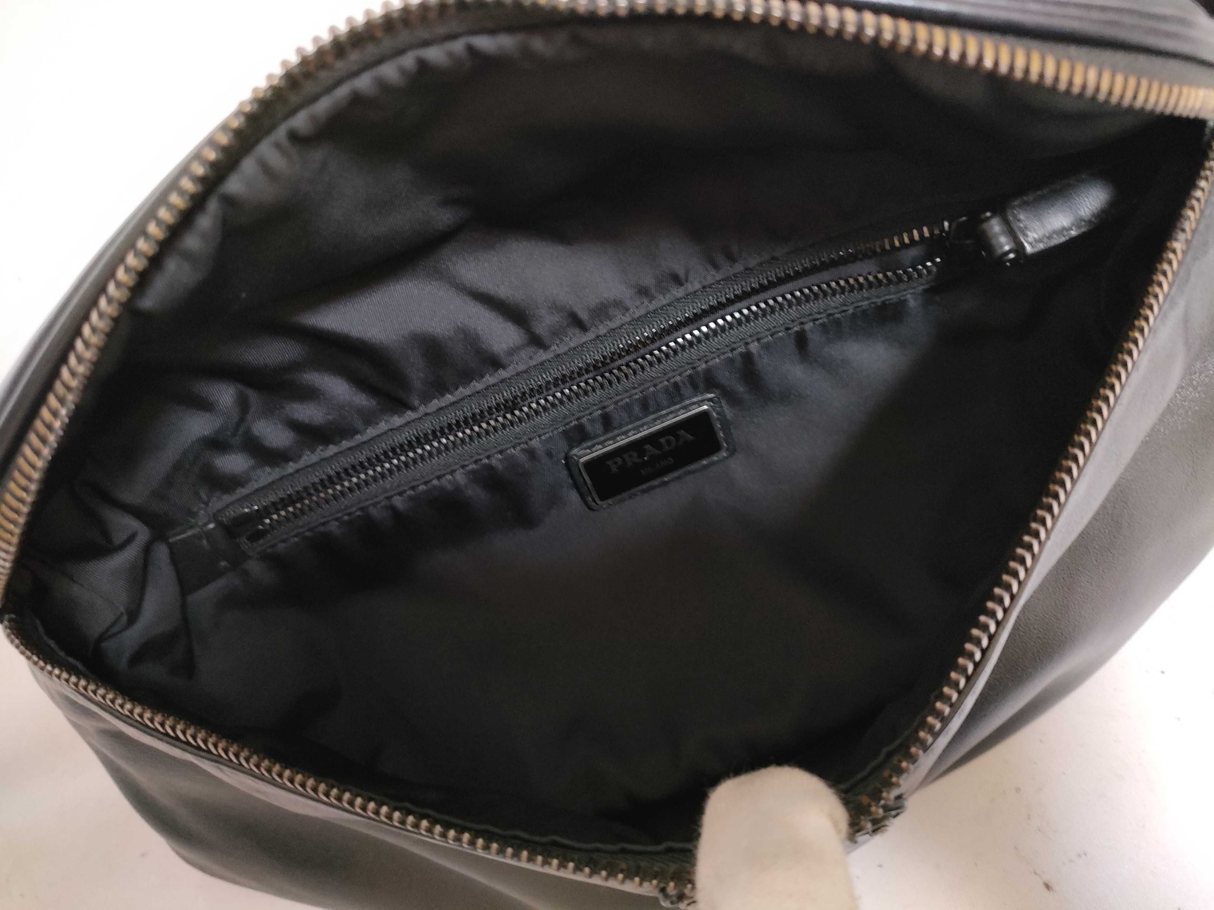 【水曜終了】(10698_0170)PRADA プラダ オールレザー ウエストバッグ ボディバッグ ロゴプレート ショルダーバッグ