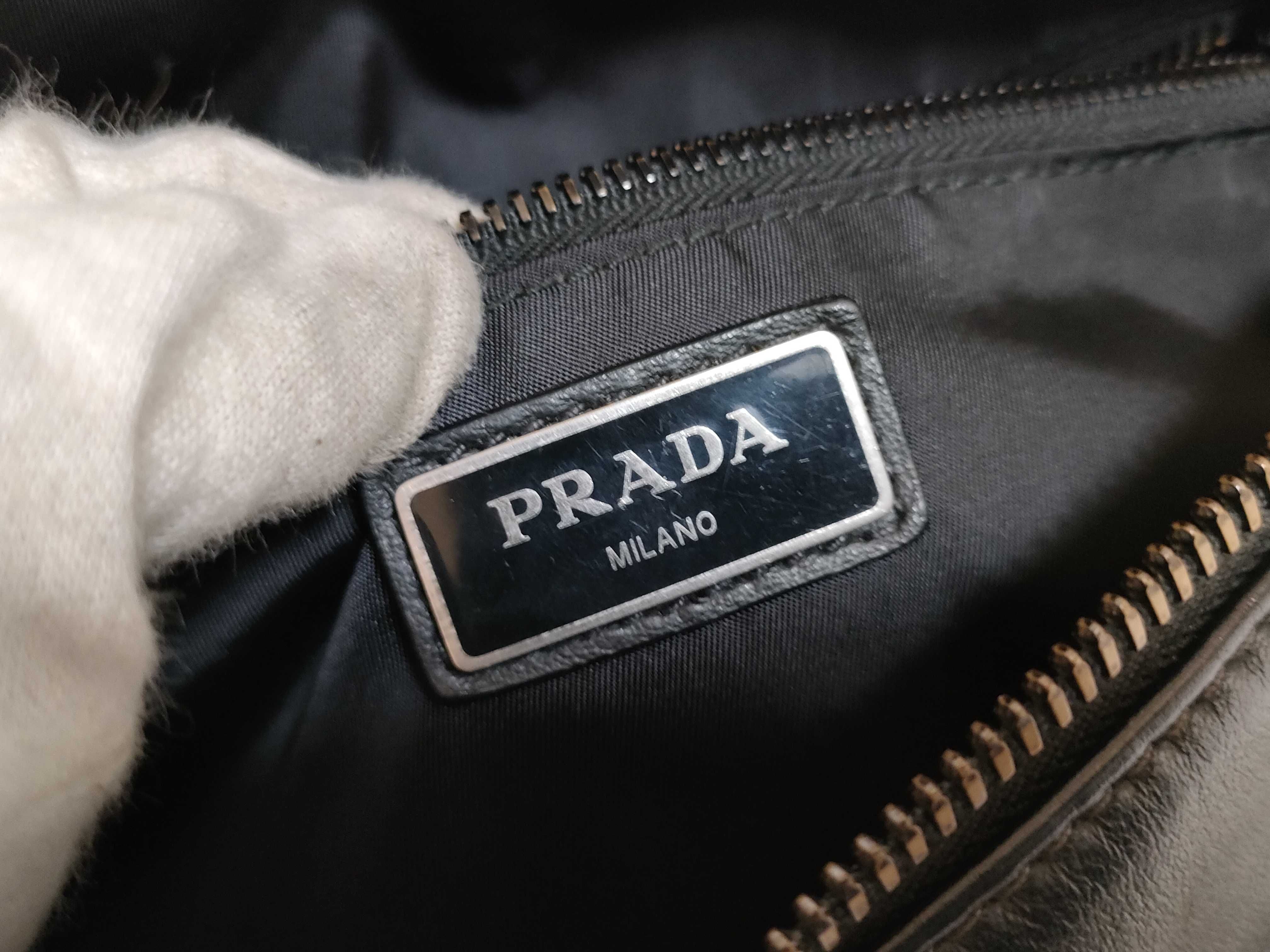 【水曜終了】(10698_0170)PRADA プラダ オールレザー ウエストバッグ ボディバッグ ロゴプレート ショルダーバッグ
