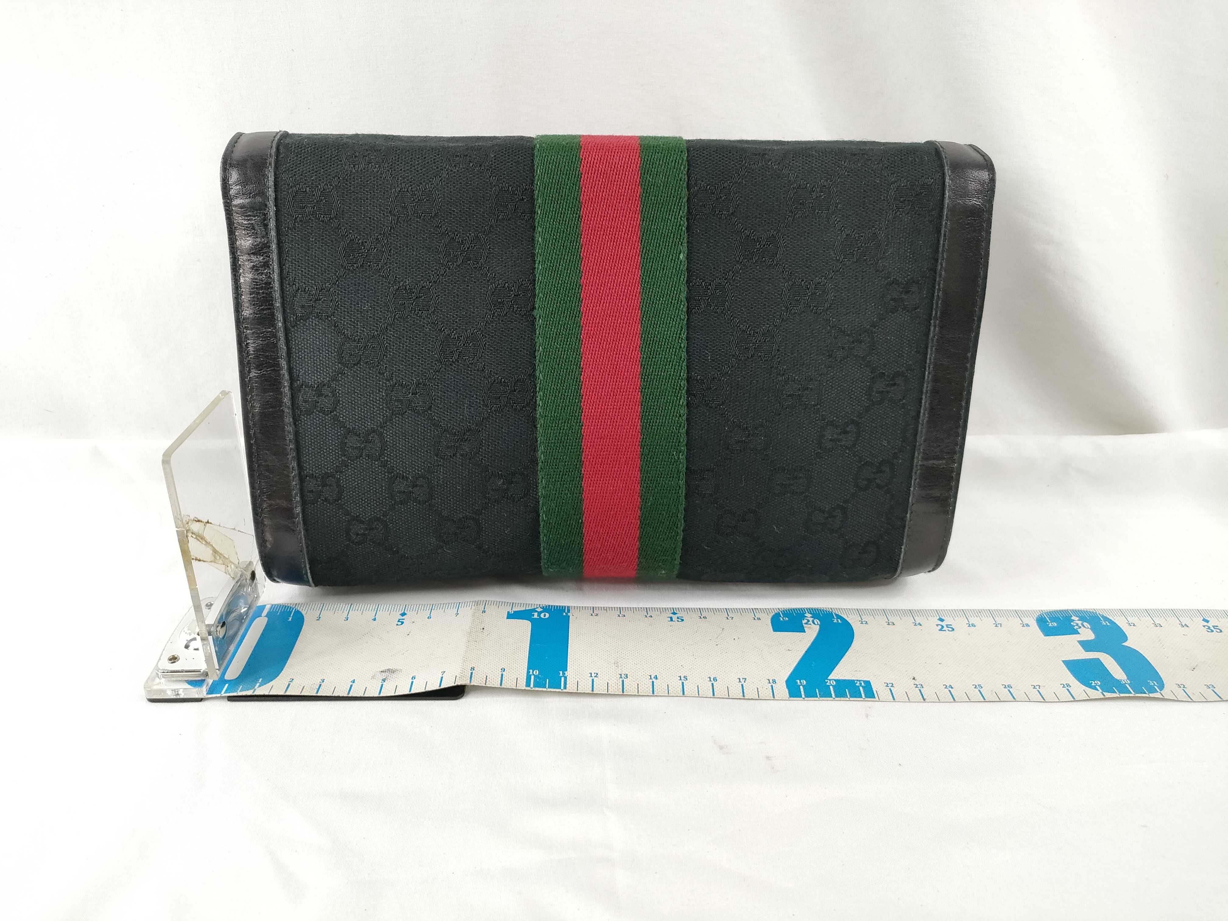 【水曜終了】(10709_0030)GUCCI グッチ シェリーライン GGキャンバス 2wayクラッチバッグ ブラック