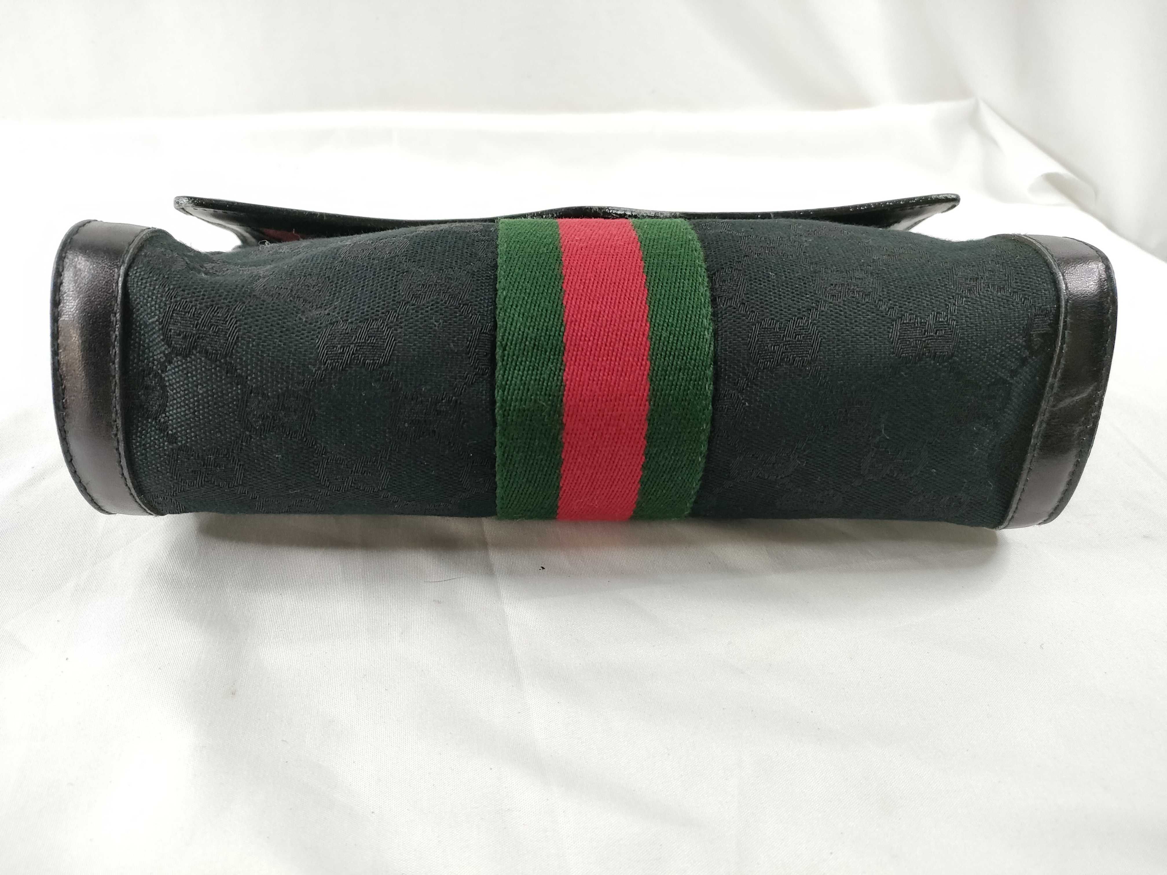 【水曜終了】(10709_0030)GUCCI グッチ シェリーライン GGキャンバス 2wayクラッチバッグ ブラック