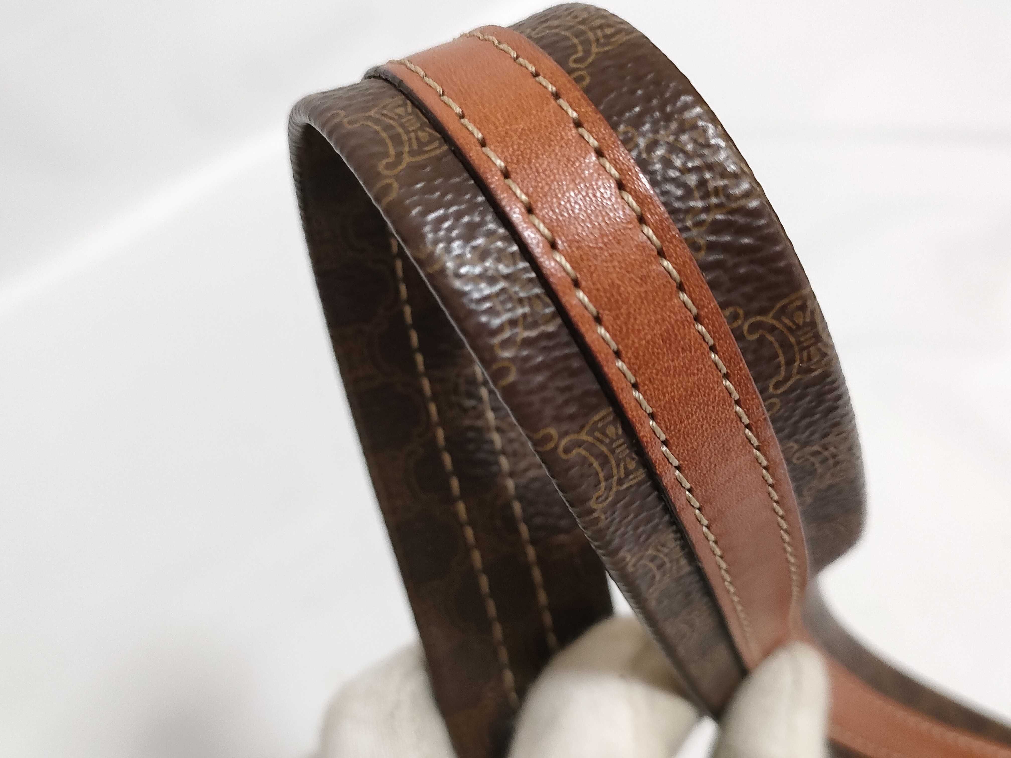 【水曜終了】(10827_0035)CELINE 巾着ショルダー マカダム ブラウン M95 ショルダーバッグ