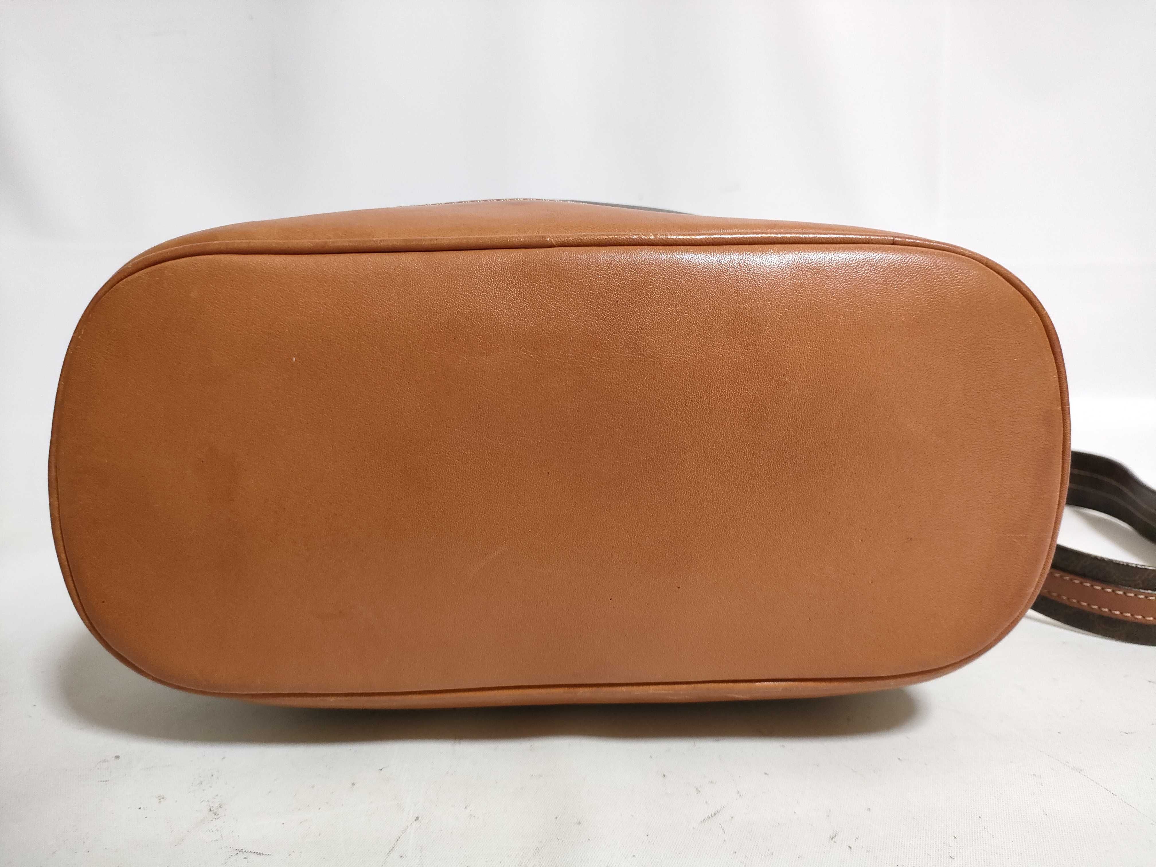 【水曜終了】(10827_0035)CELINE 巾着ショルダー マカダム ブラウン M95 ショルダーバッグ