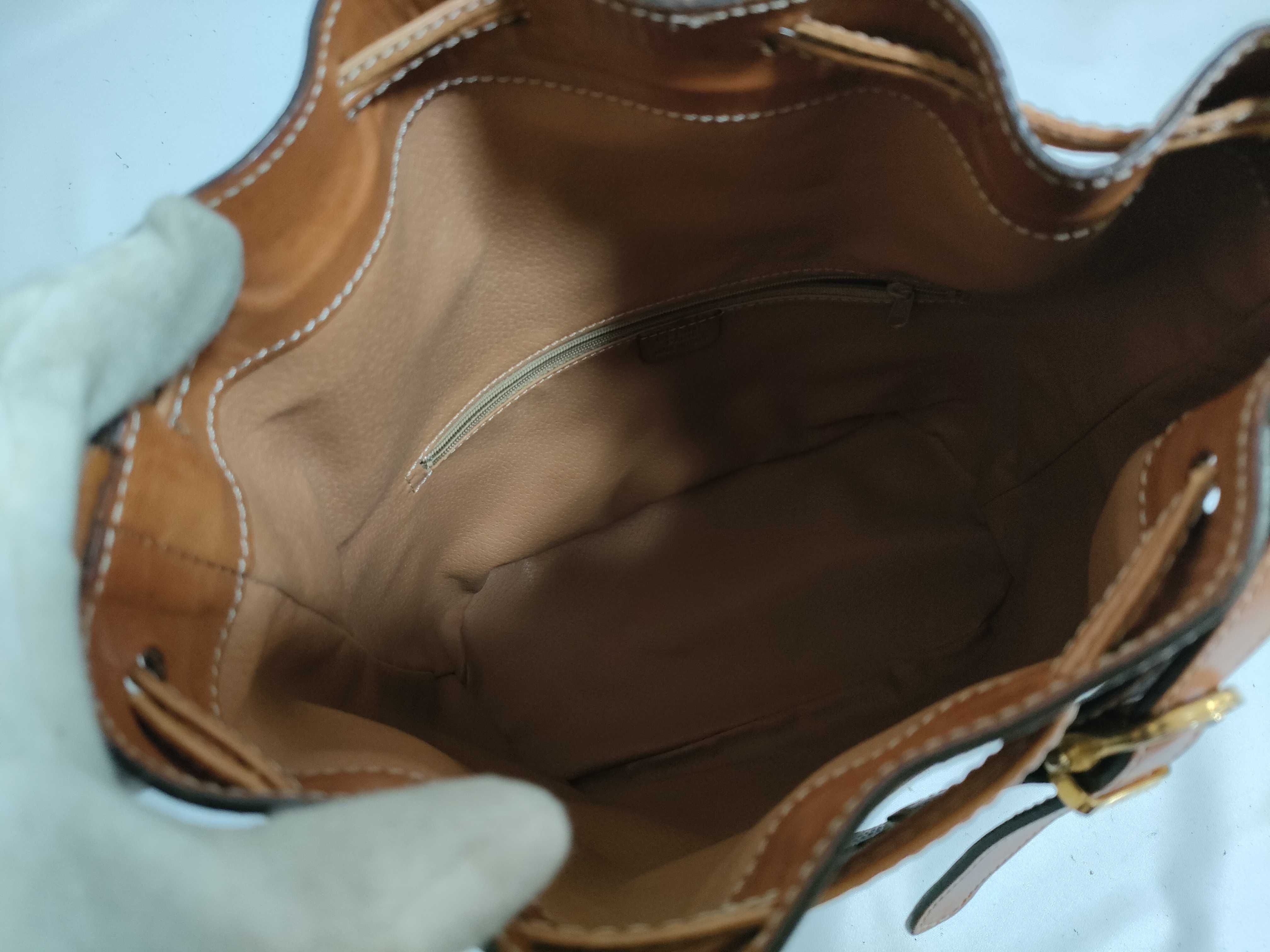 【水曜終了】(10827_0035)CELINE 巾着ショルダー マカダム ブラウン M95 ショルダーバッグ